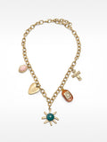 Collar Corto De Eslabones Con Colgantes