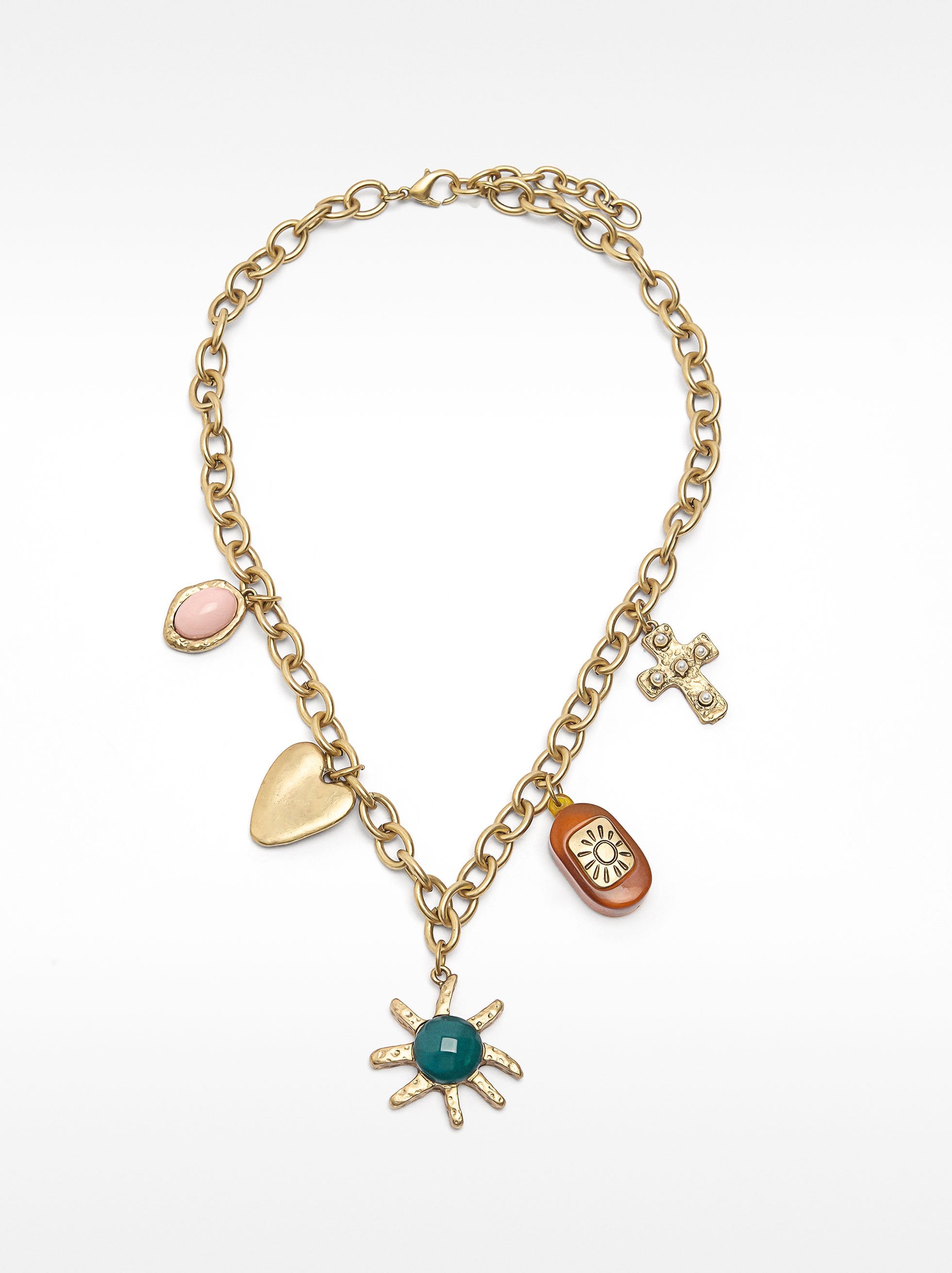 Collar Corto De Eslabones Con Colgantes