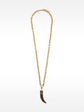 Collar Largo De Eslabones Con Colgante De Piedra