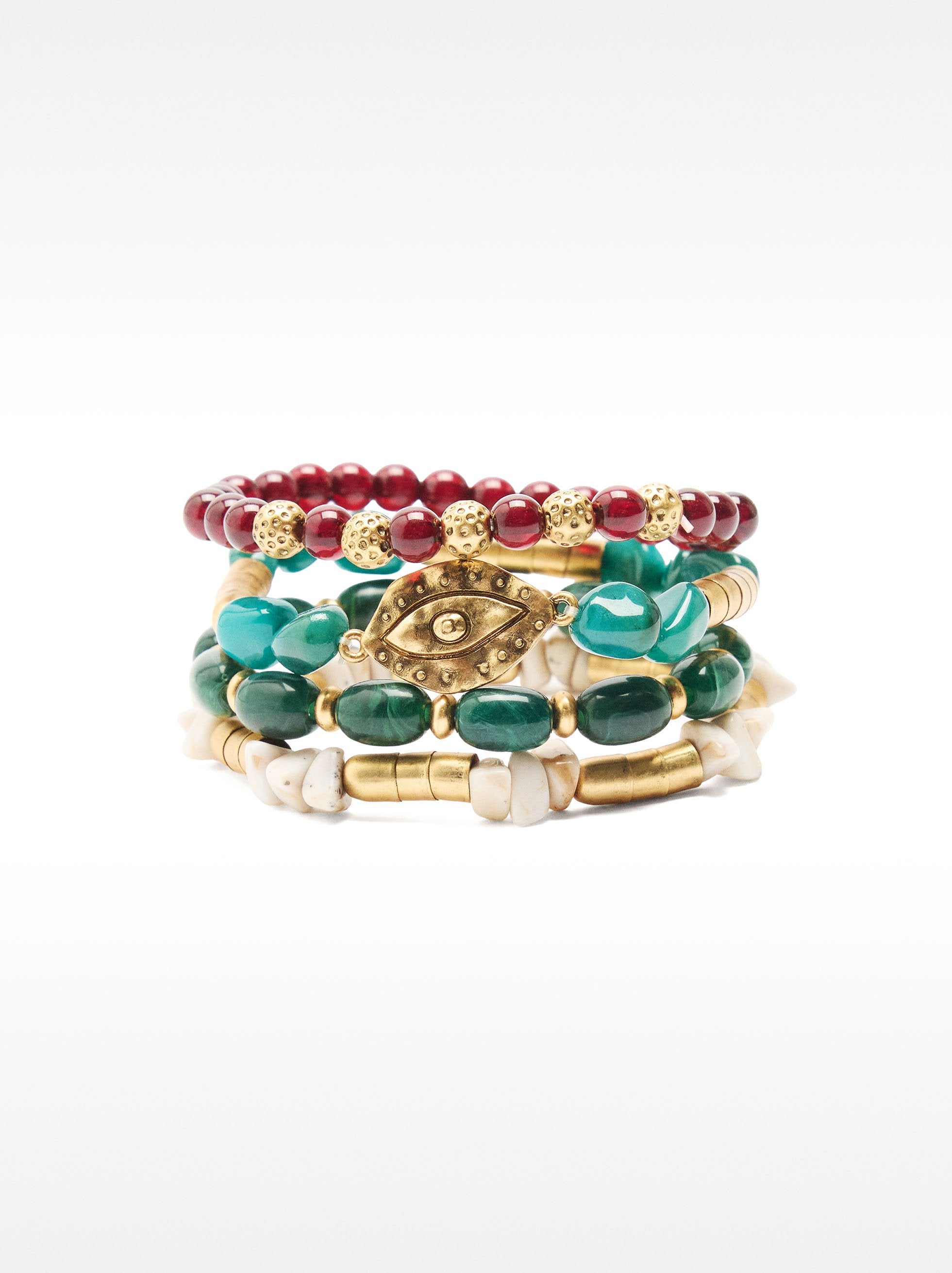 Set De Pulseras Efecto Piedra