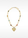 Collar Corto Con Piedras Colgante De Corazón