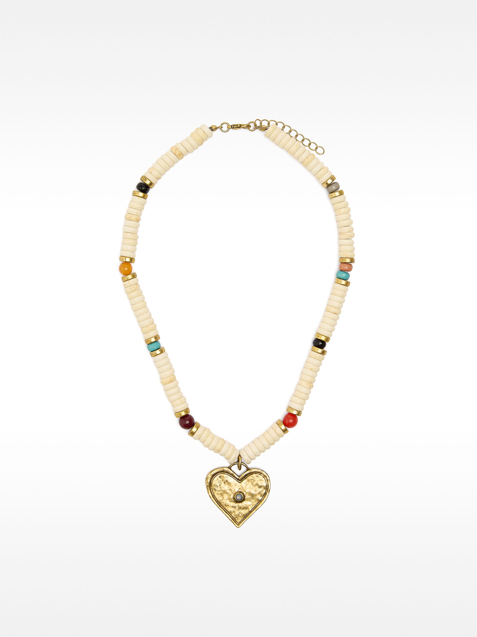 Collar Corto Con Piedras Colgante De Corazón