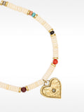 Collar Corto Con Piedras Colgante De Corazón
