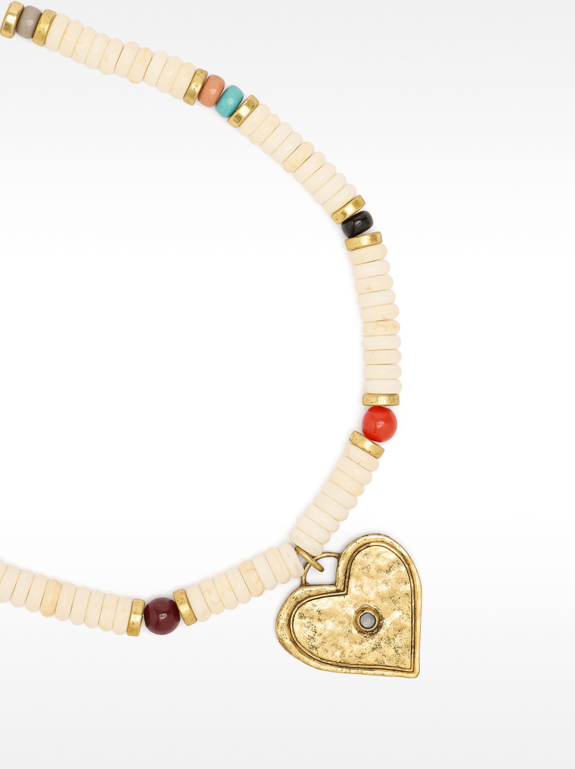 Collar Corto Con Piedras Colgante De Corazón