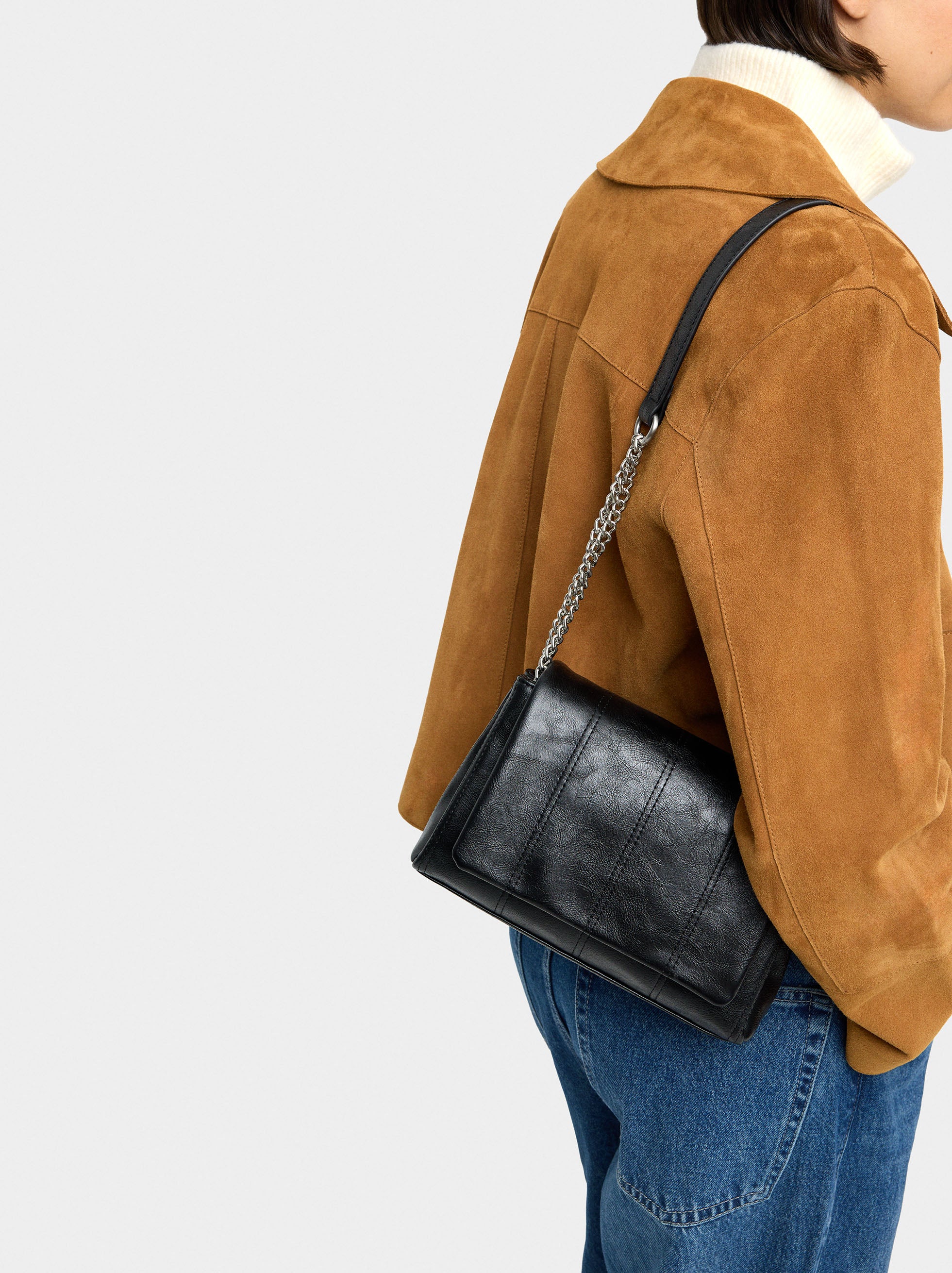 Bolso De Hombro Acolchado Con Solapa