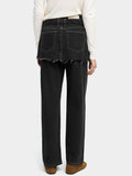 Pantalon Vaquero Recto Con Detalle De Falda