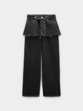Pantalon Vaquero Recto Con Detalle De Falda