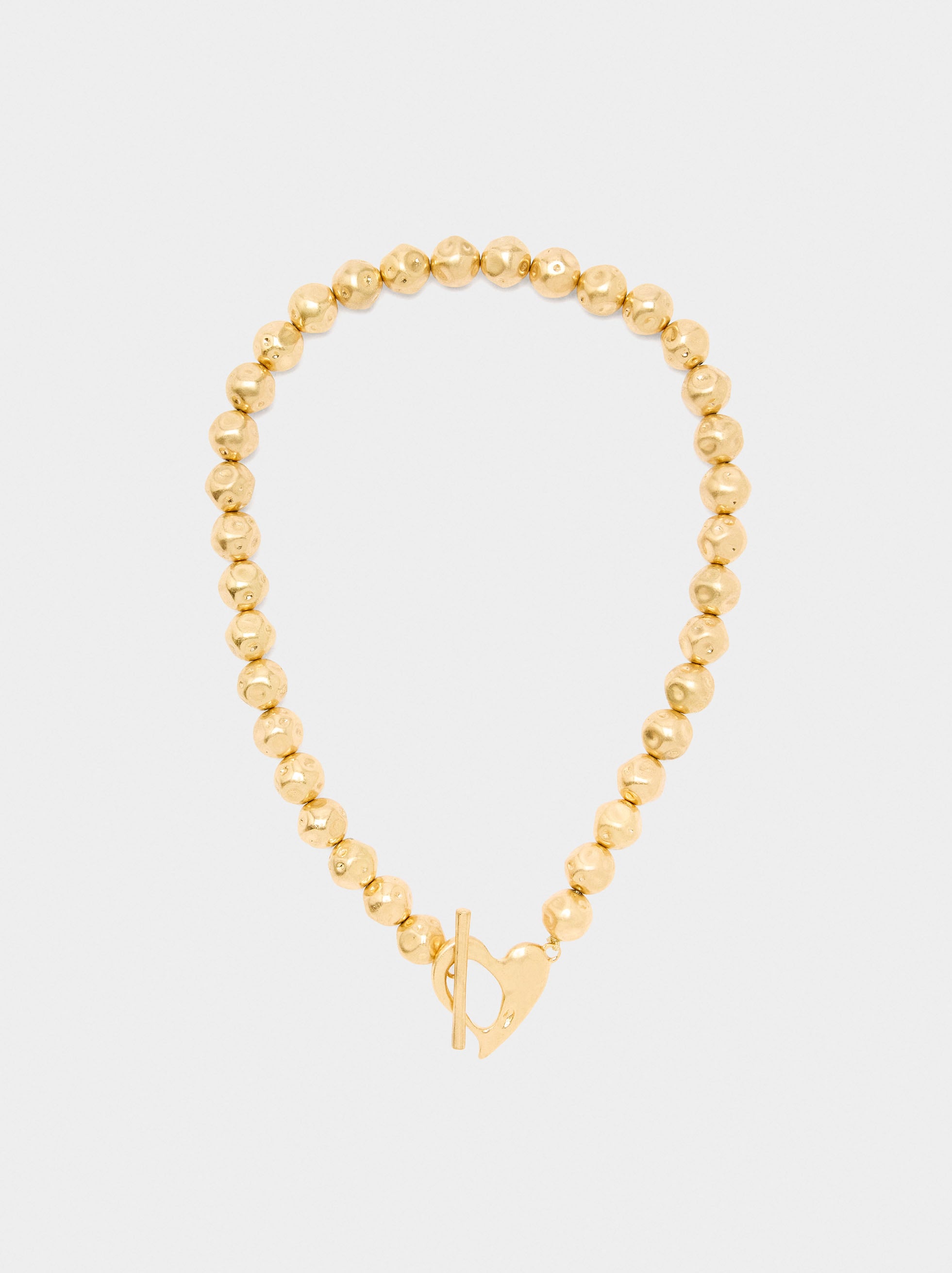 Collar Corto Con Cuentas Efecto Piedra