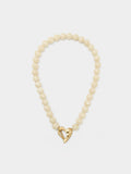 Collar Corto Con Cuentas Efecto Piedra