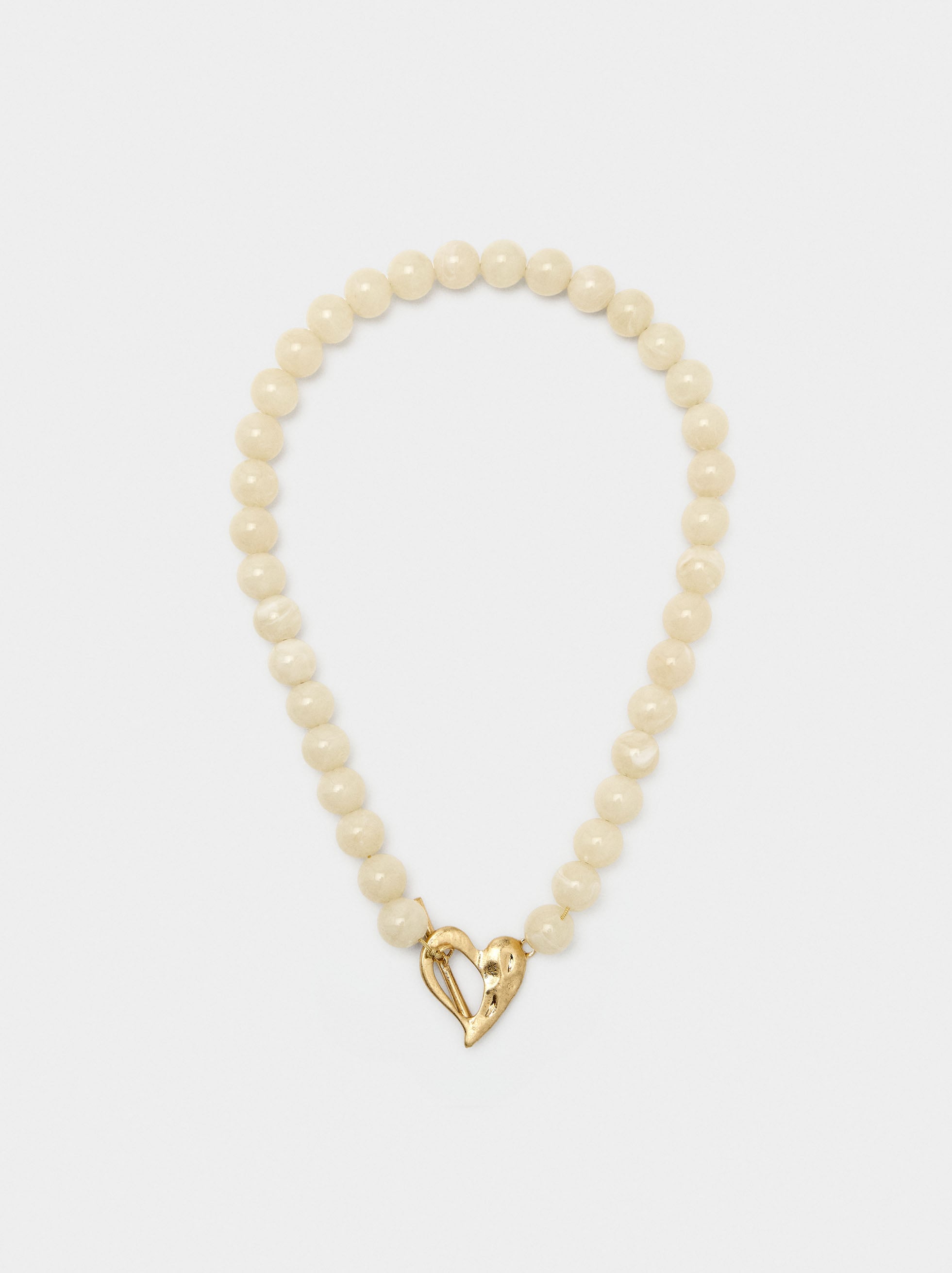 Collar Corto Con Cuentas Efecto Piedra