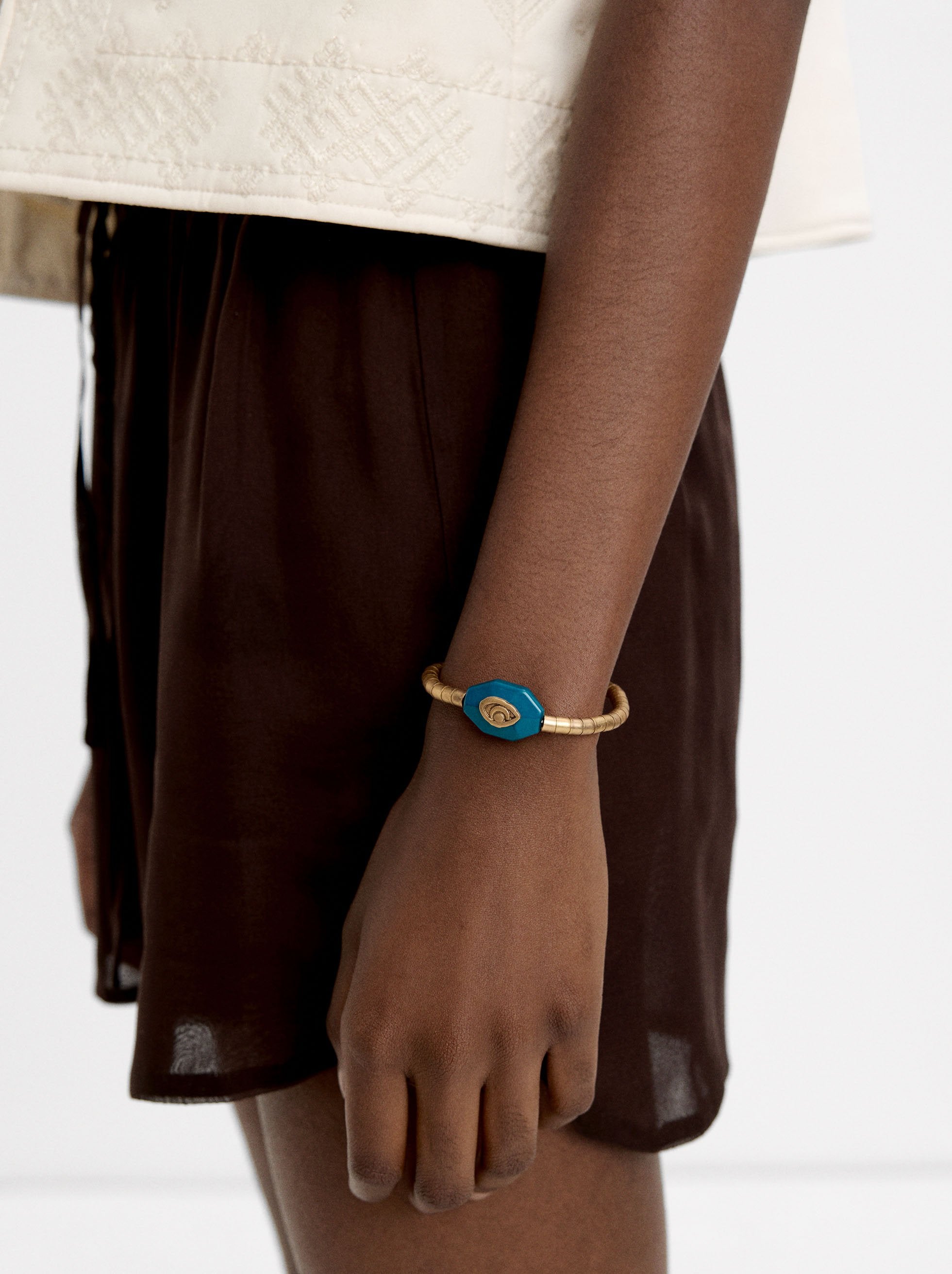Pulsera Elástica Con Detalle De Resina