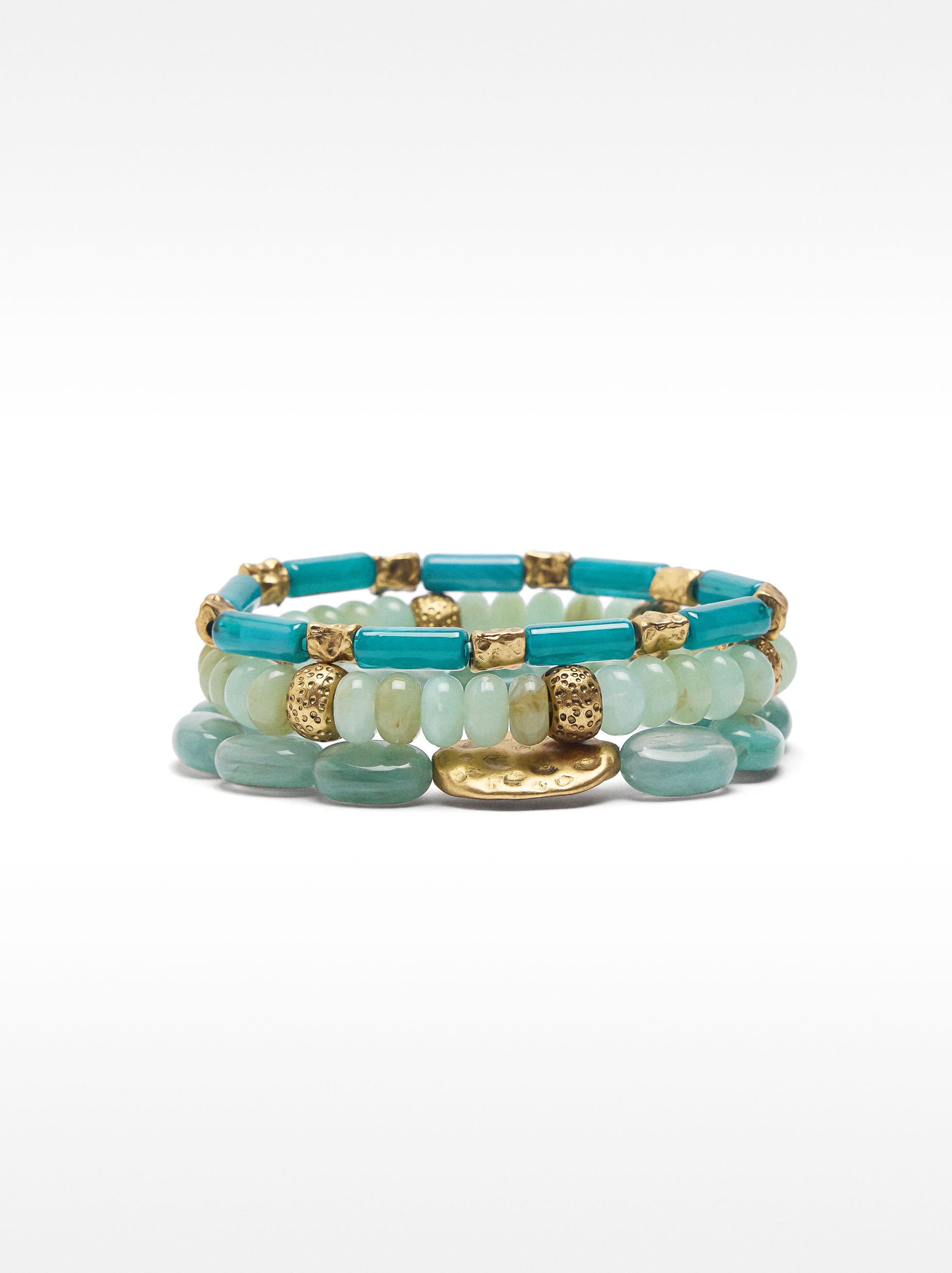 Set De Pulseras Elásticas Efecto Piedra