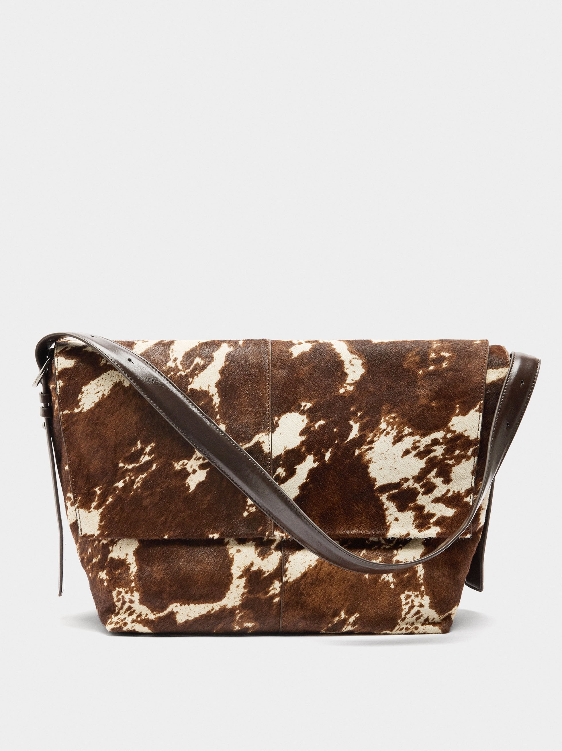 Bolso De Hombro De Piel Con Pelo