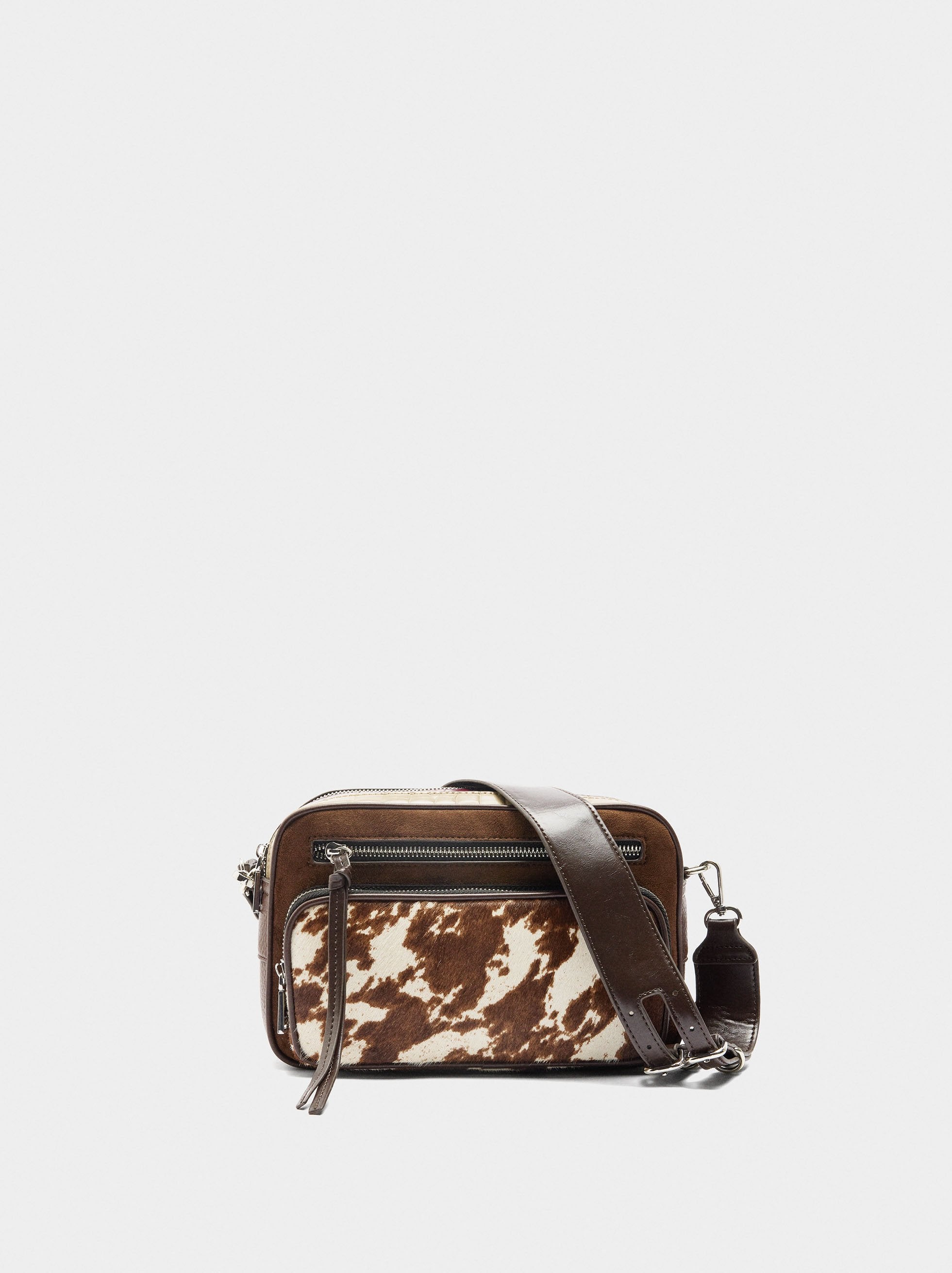 Bolso Bandolera Con Piel