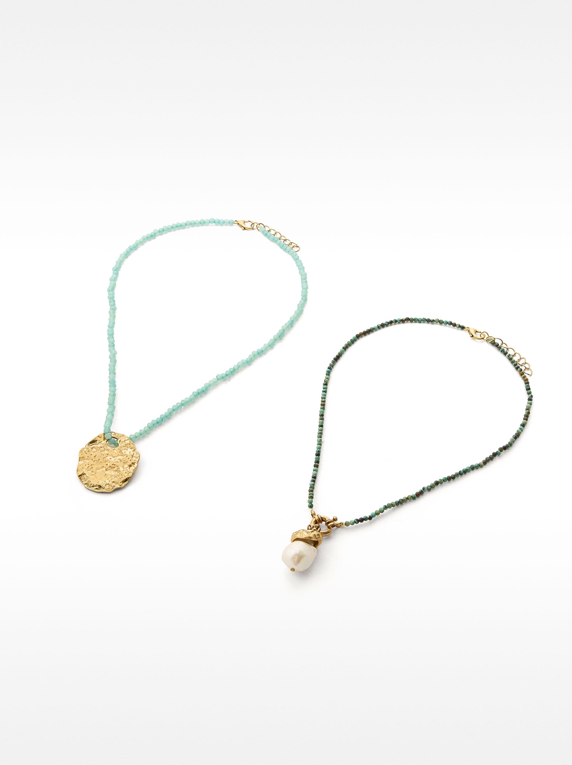 Set De Collares De Piedras Con Perla