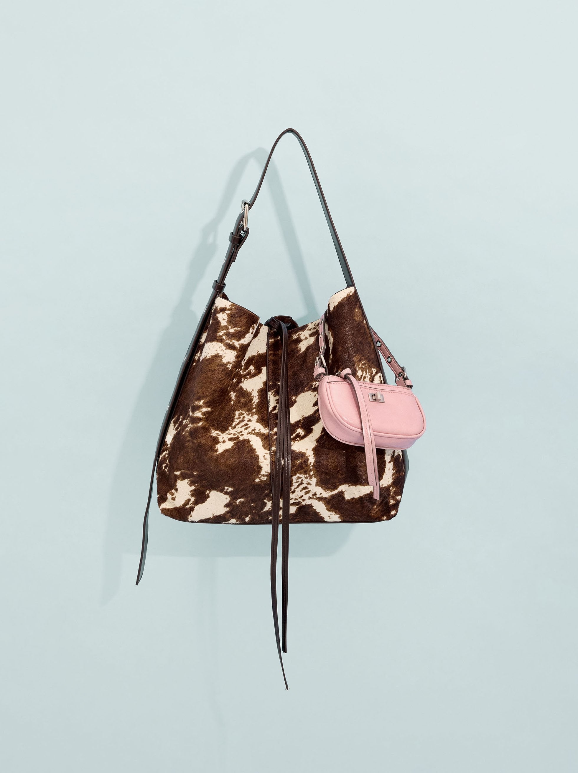 Bolso De Hombro Con Piel