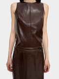 Falda Midi Efecto Piel