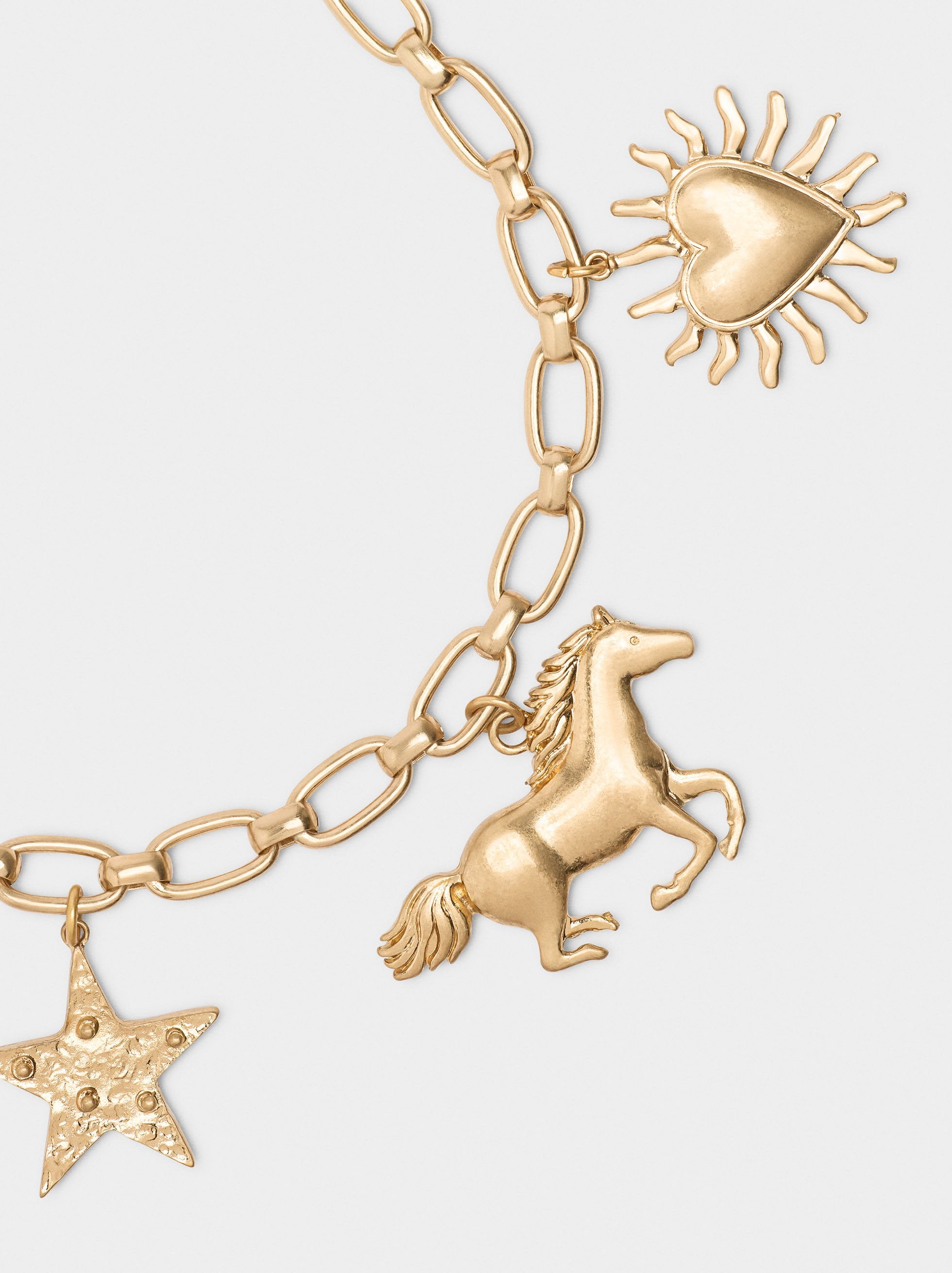 Collar Corto De Eslabones Con Colgante De Caballo
