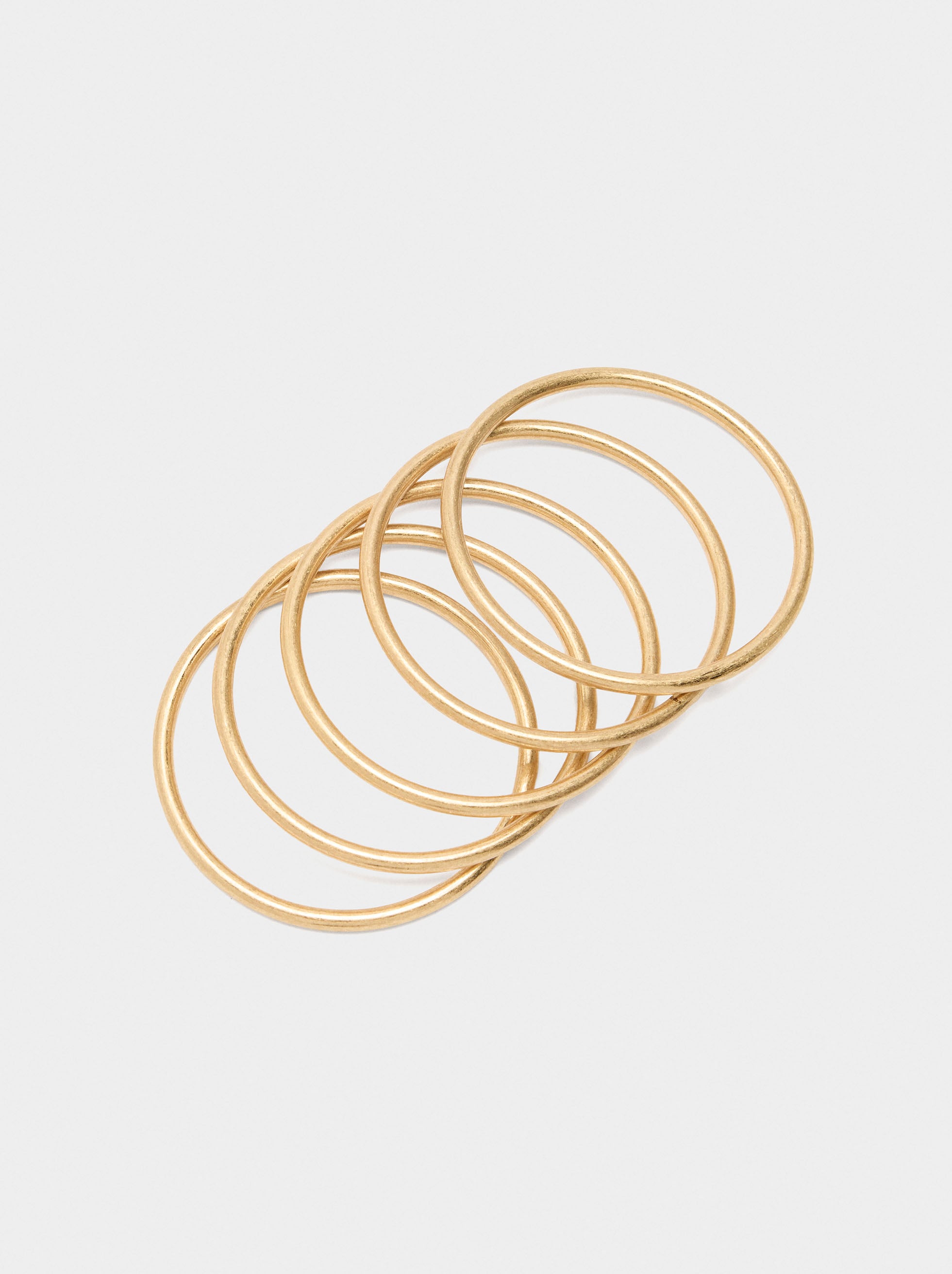 Set De Cinco Pulseras Rígidas Doradas