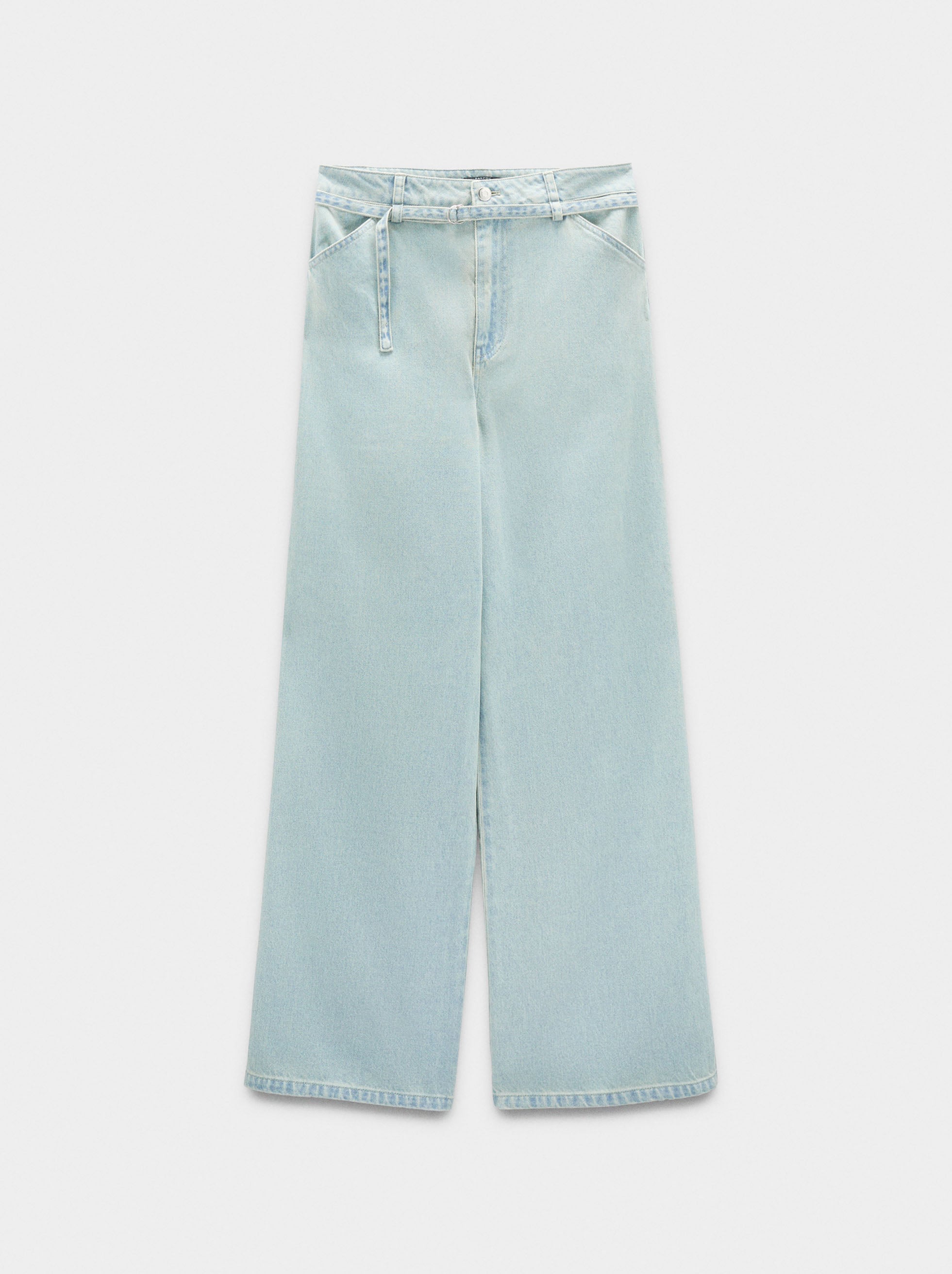 Pantalón Vaquero Recto Con Cinturón