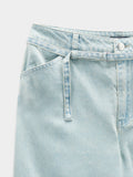 Pantalón Vaquero Recto Con Cinturón