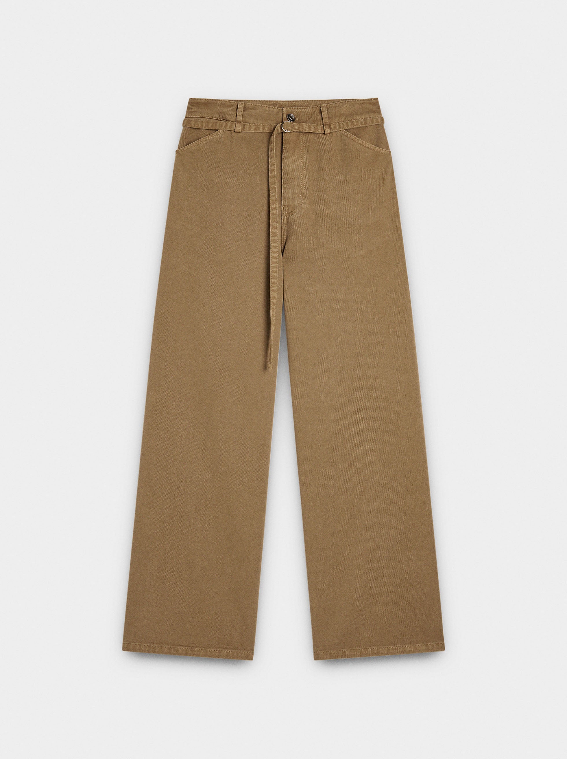 Pantalón Vaquero Recto Con Cinturón