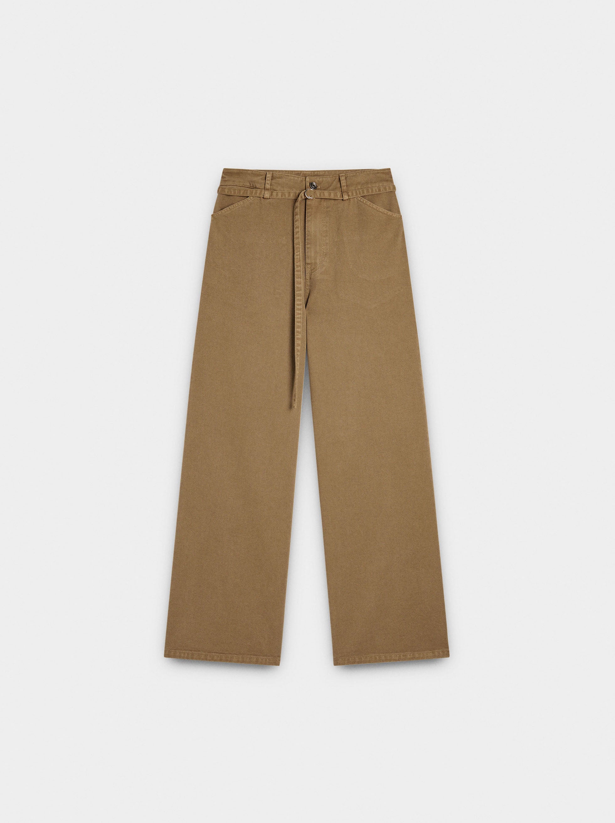 Pantalón Vaquero Recto Con Cinturón