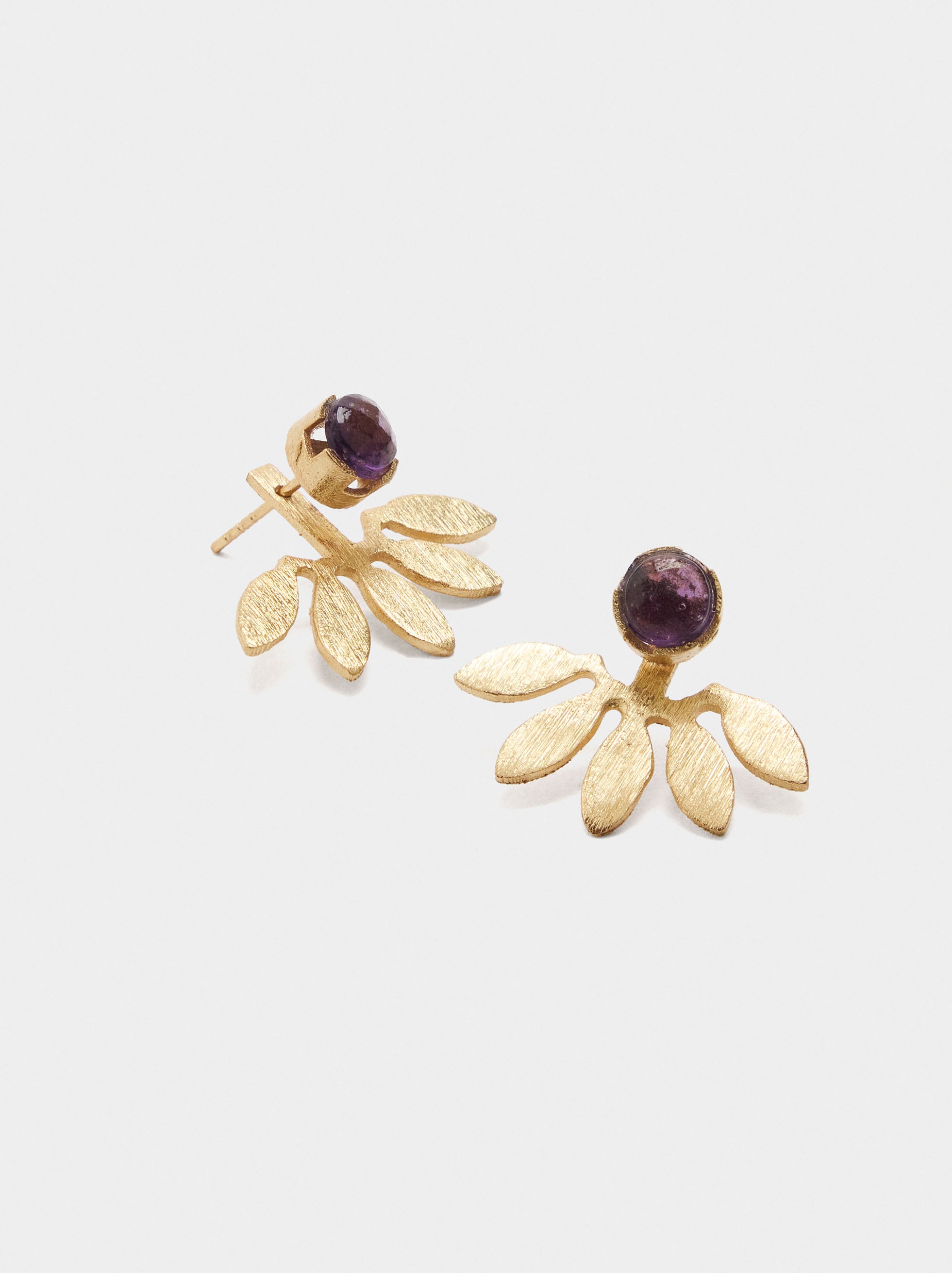 Pendientes De Hoja Con Piedra