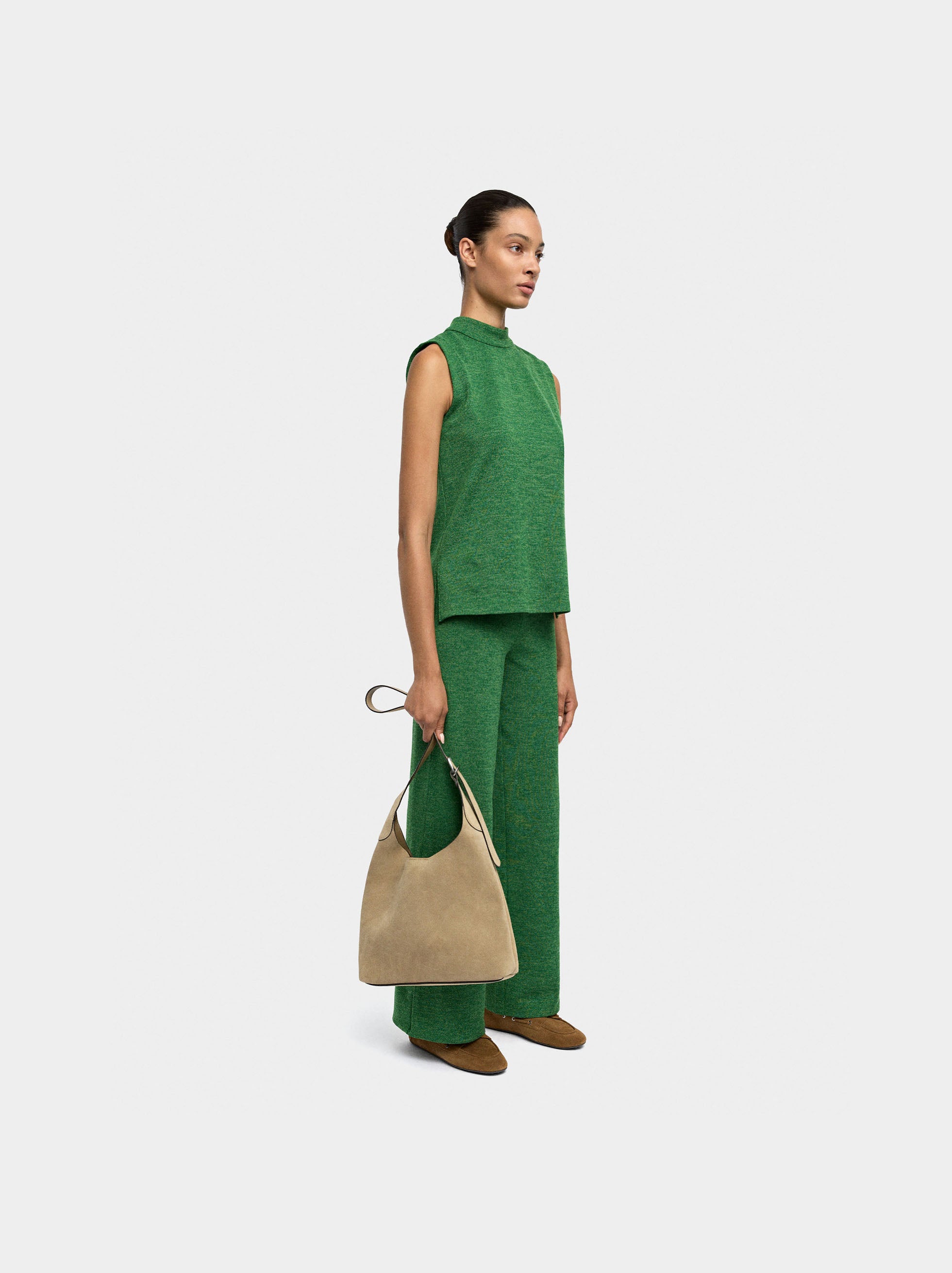 Pantalón Con Textura Cintura Elástica