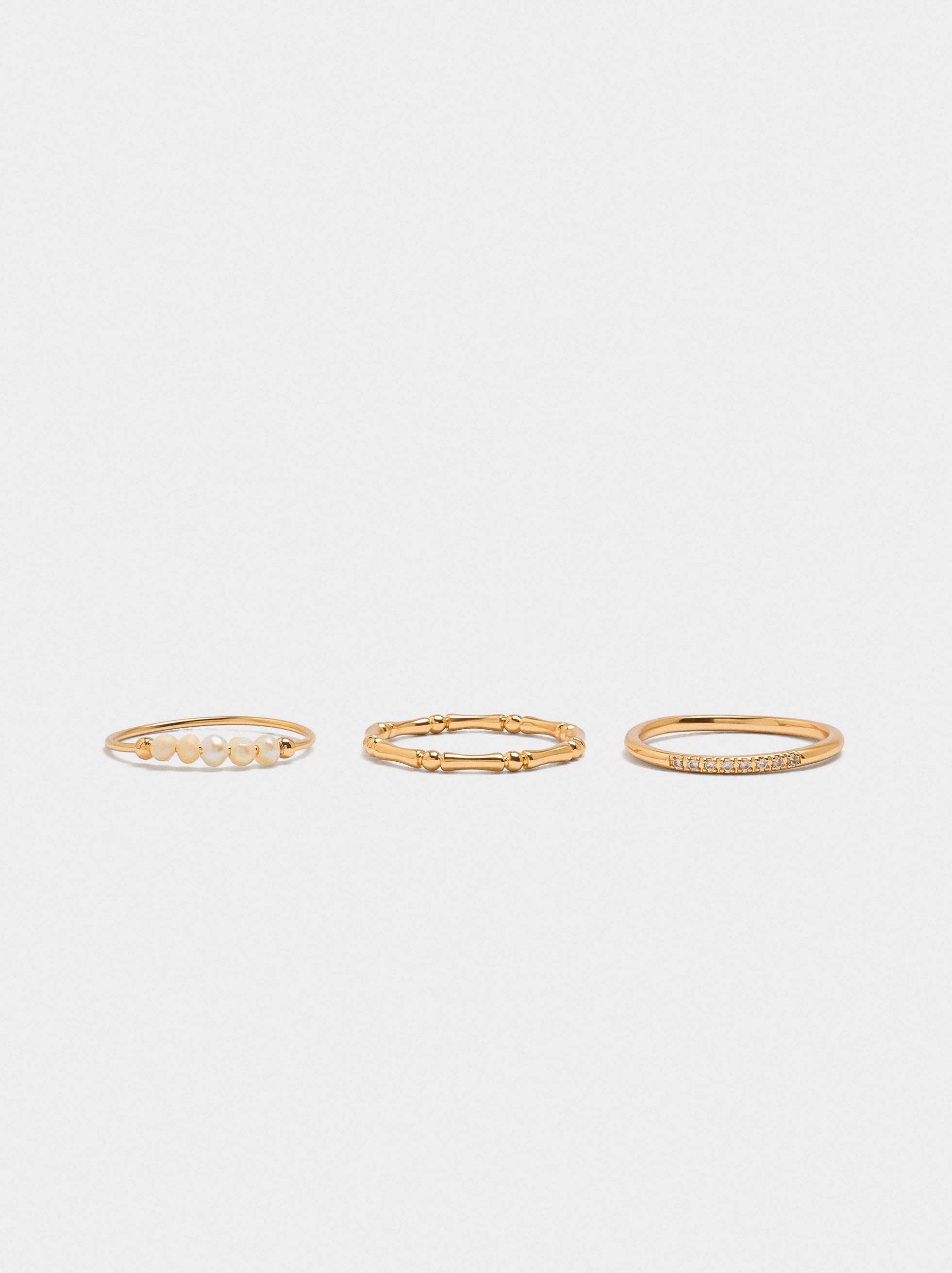 Set De Anillos De Perlas Y Circonitas