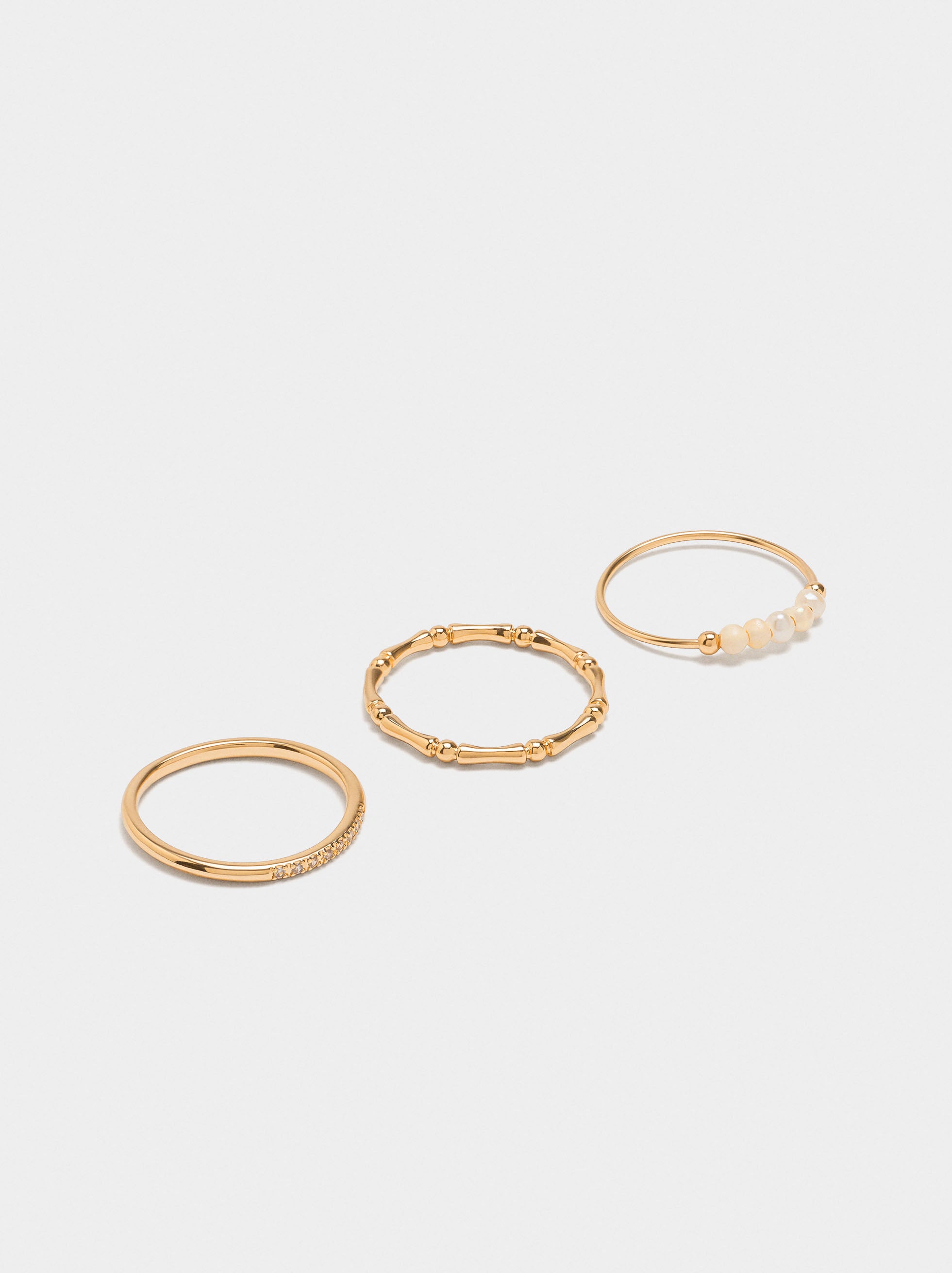Set De Anillos De Perlas Y Circonitas