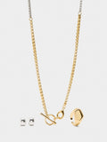 Set Bicolor De Collar + Pendientes + Anillo