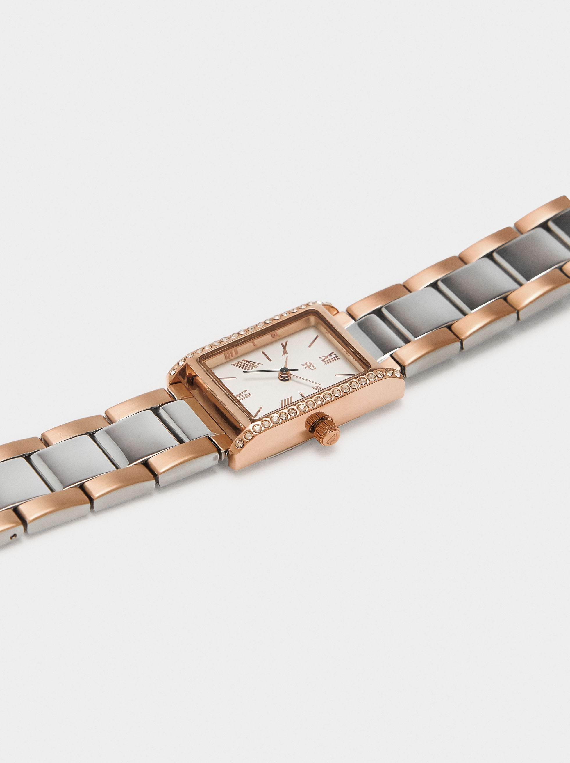 Reloj Bicolor Con Pulsera De Acero Inoxidable