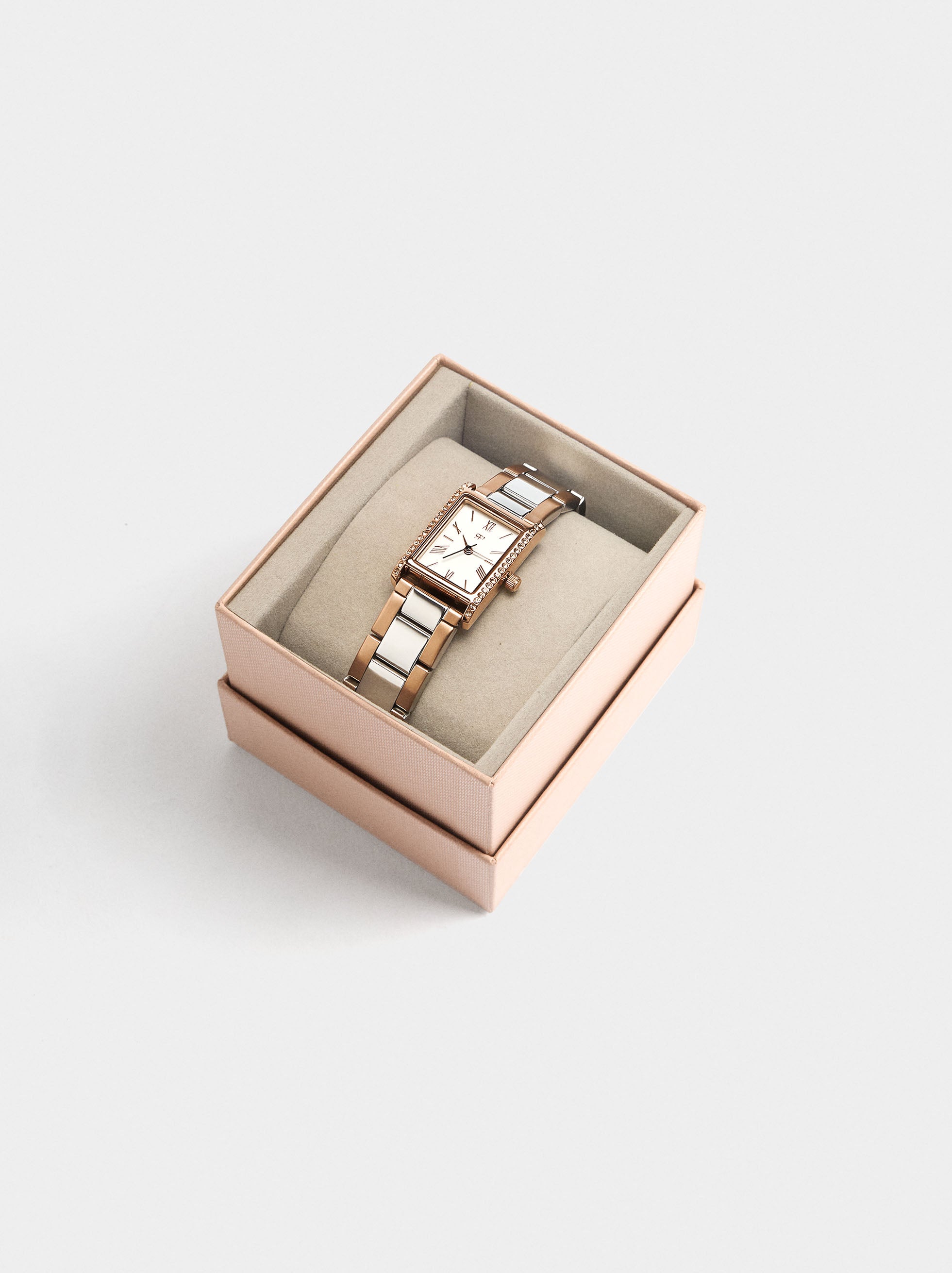 Reloj Bicolor Con Pulsera De Acero Inoxidable