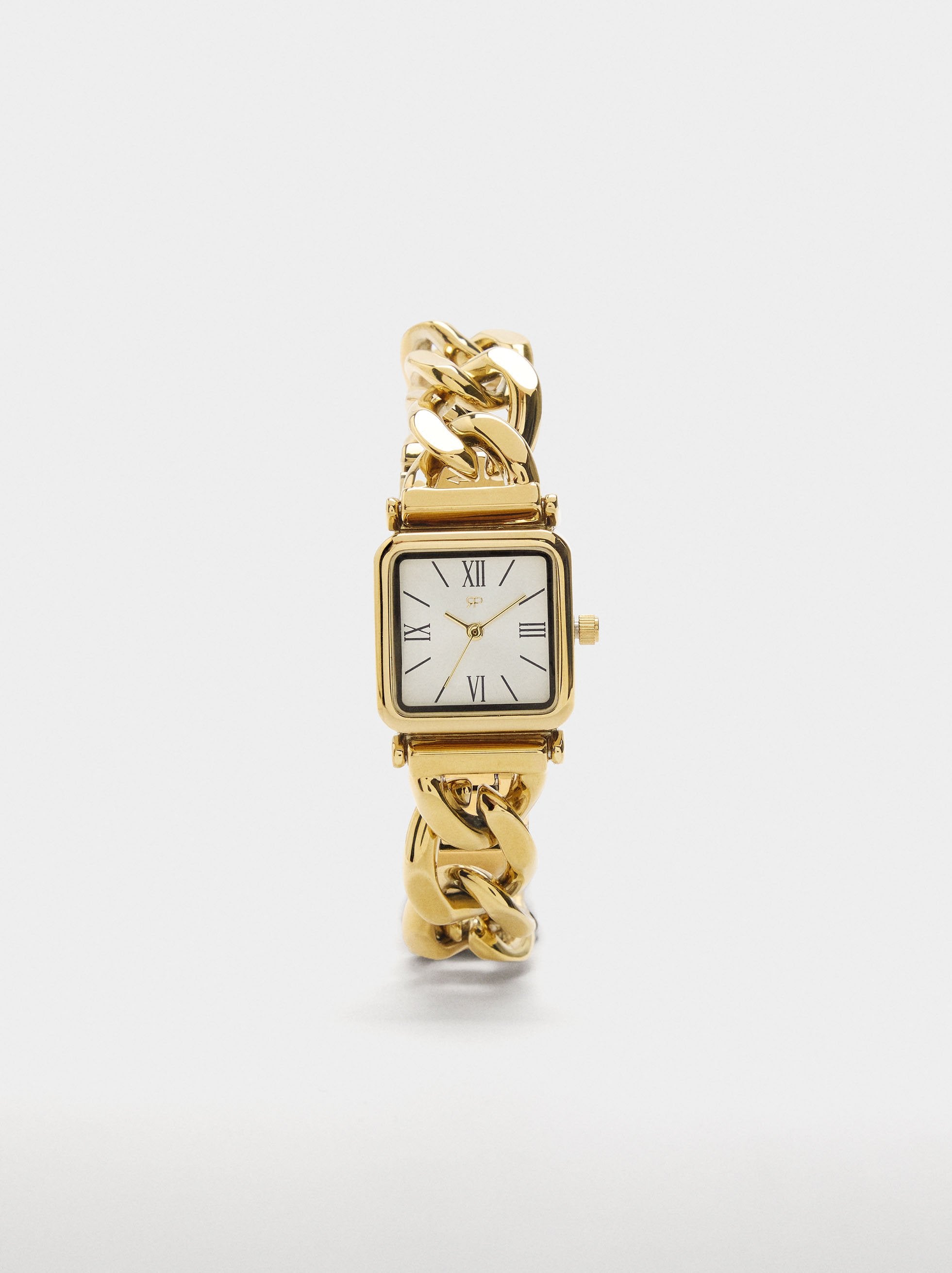 Reloj Mostrador Cuadrado Pulsera De Eslabones