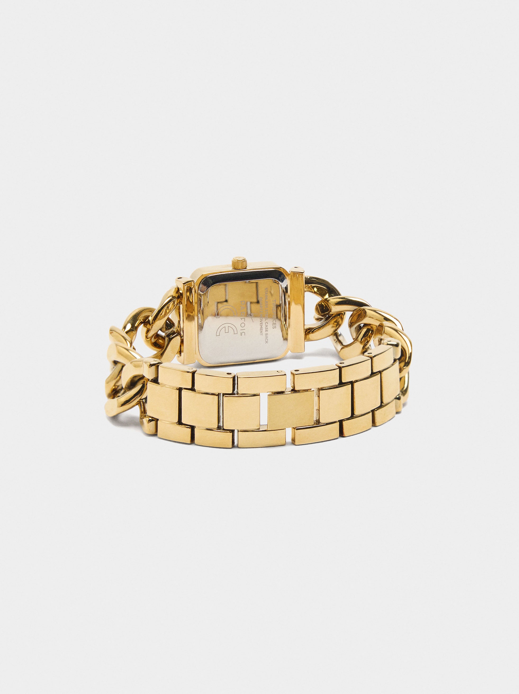 Reloj Mostrador Cuadrado Pulsera De Eslabones