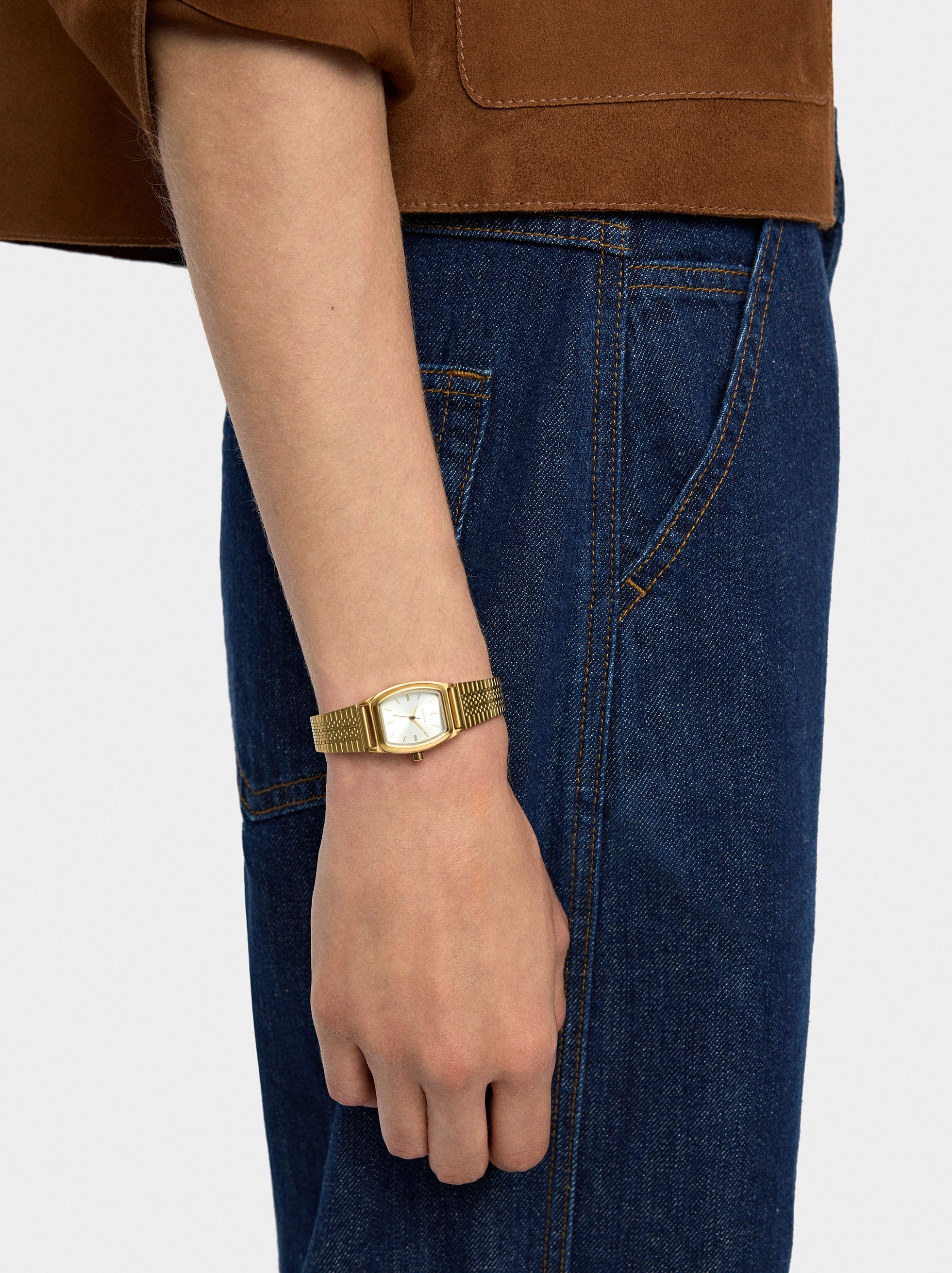 Reloj Cuadrado Con Pulsera De Acero Inoxidable