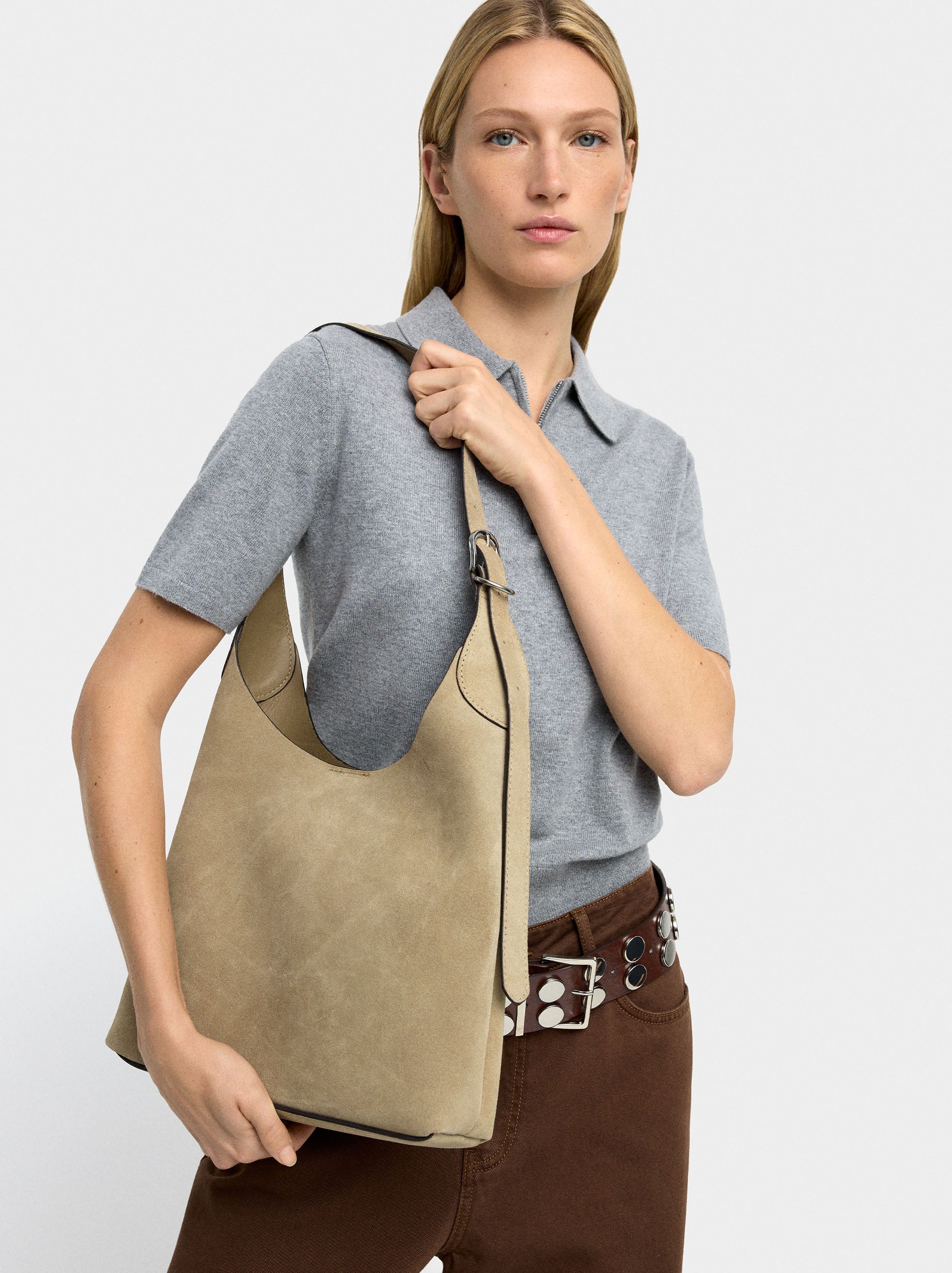 Bolso De Hombro De Piel Serraje
