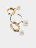 Set De Aros Bicolor Con Perlas