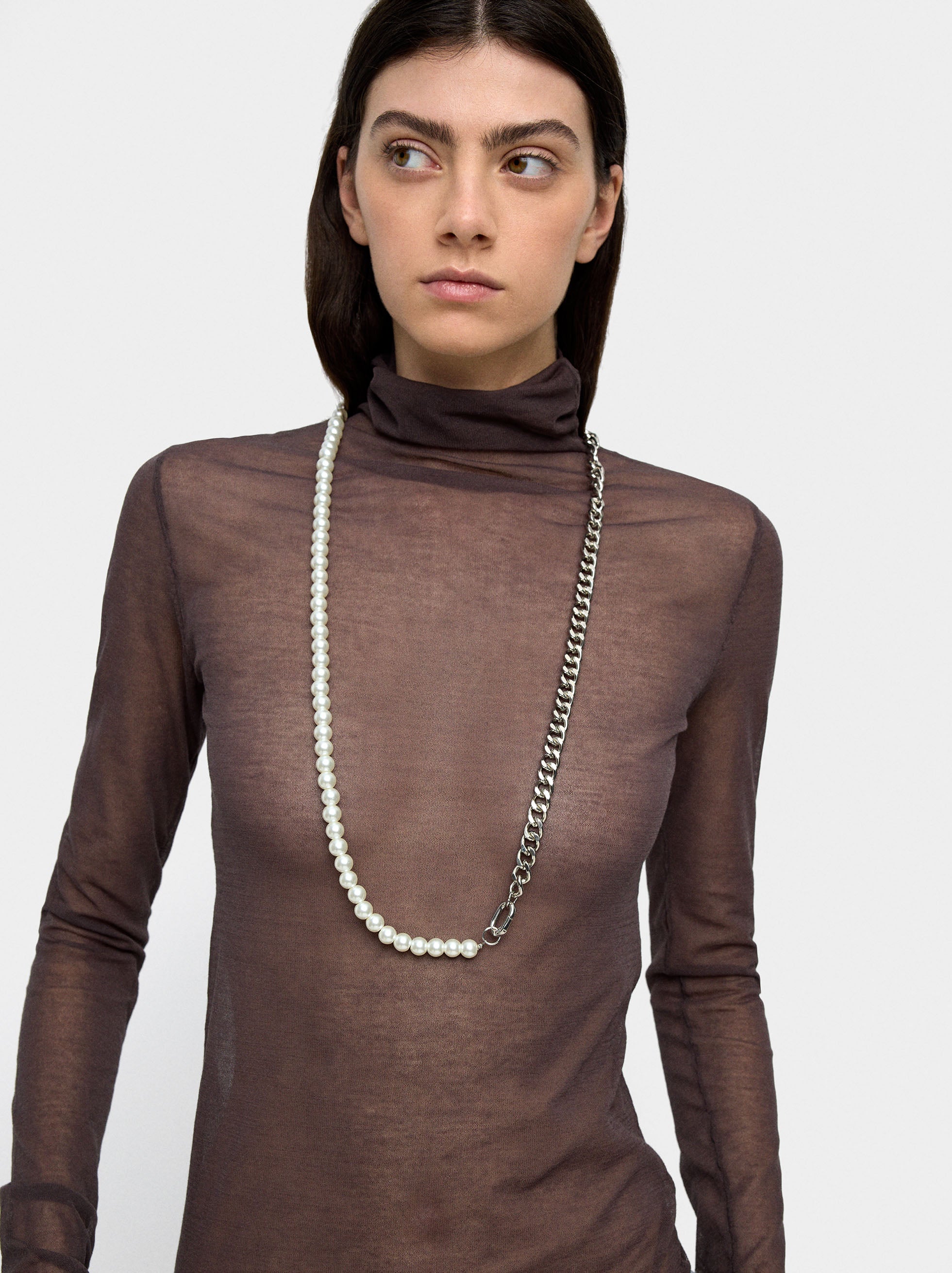 Collar Conversible De Eslabones Y Perlas