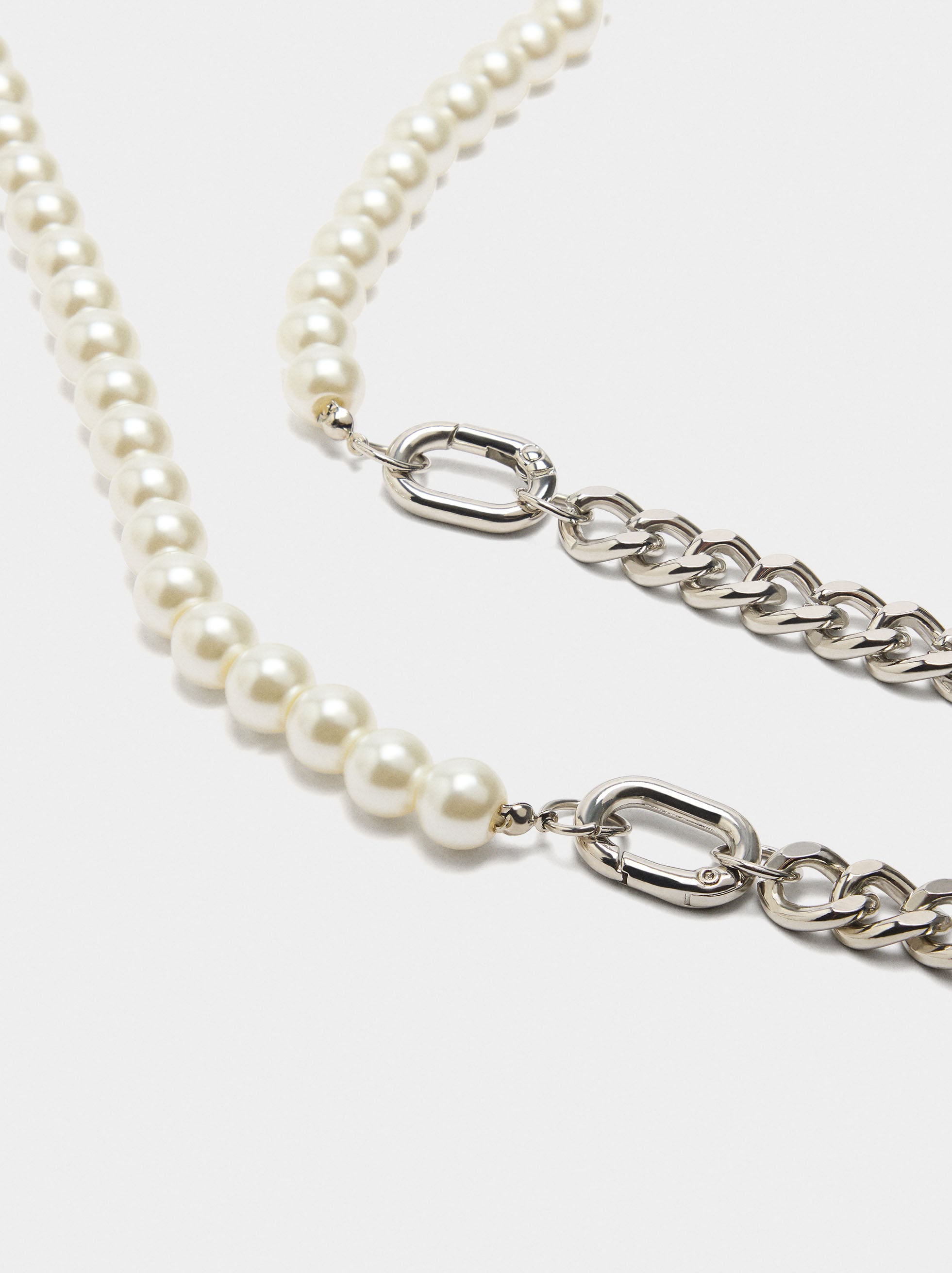 Collar Conversible De Eslabones Y Perlas