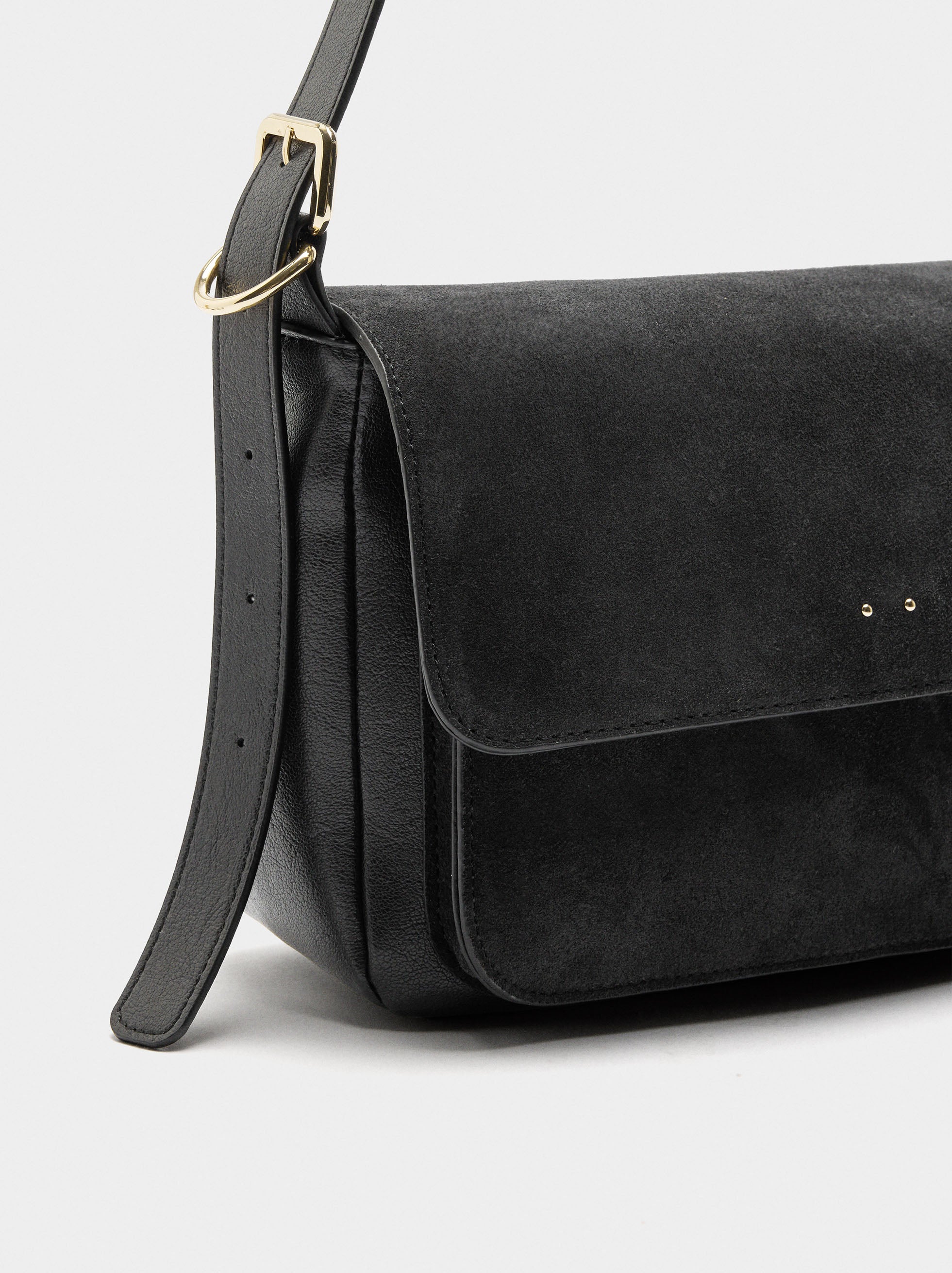 Bolso Bandolera Con Piel