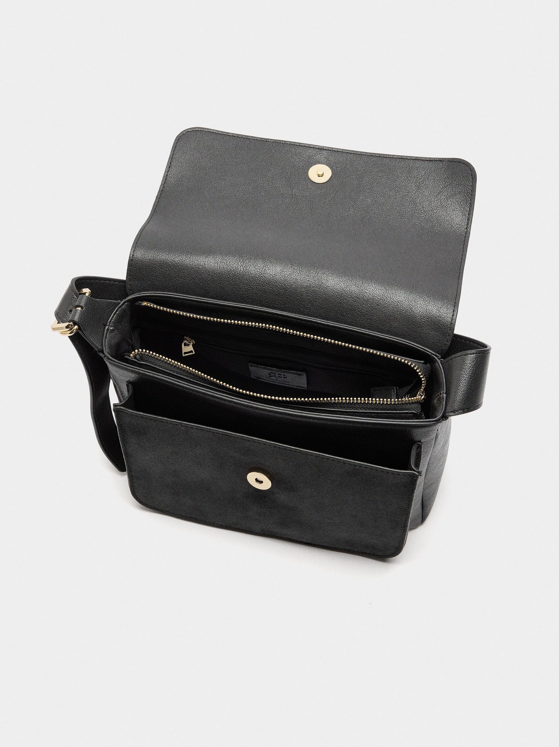 Bolso Bandolera Con Piel