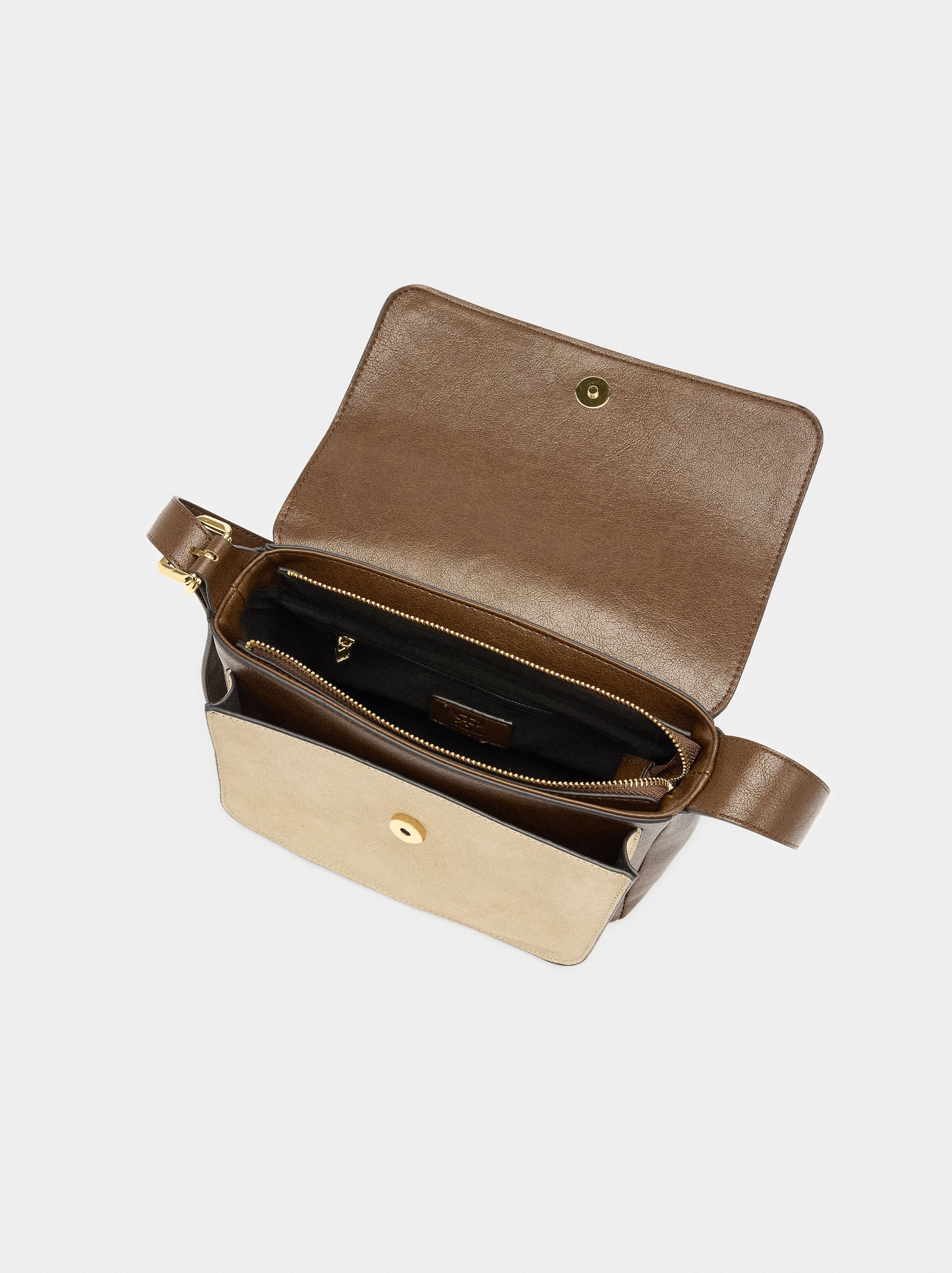 Bolso Bandolera Con Piel