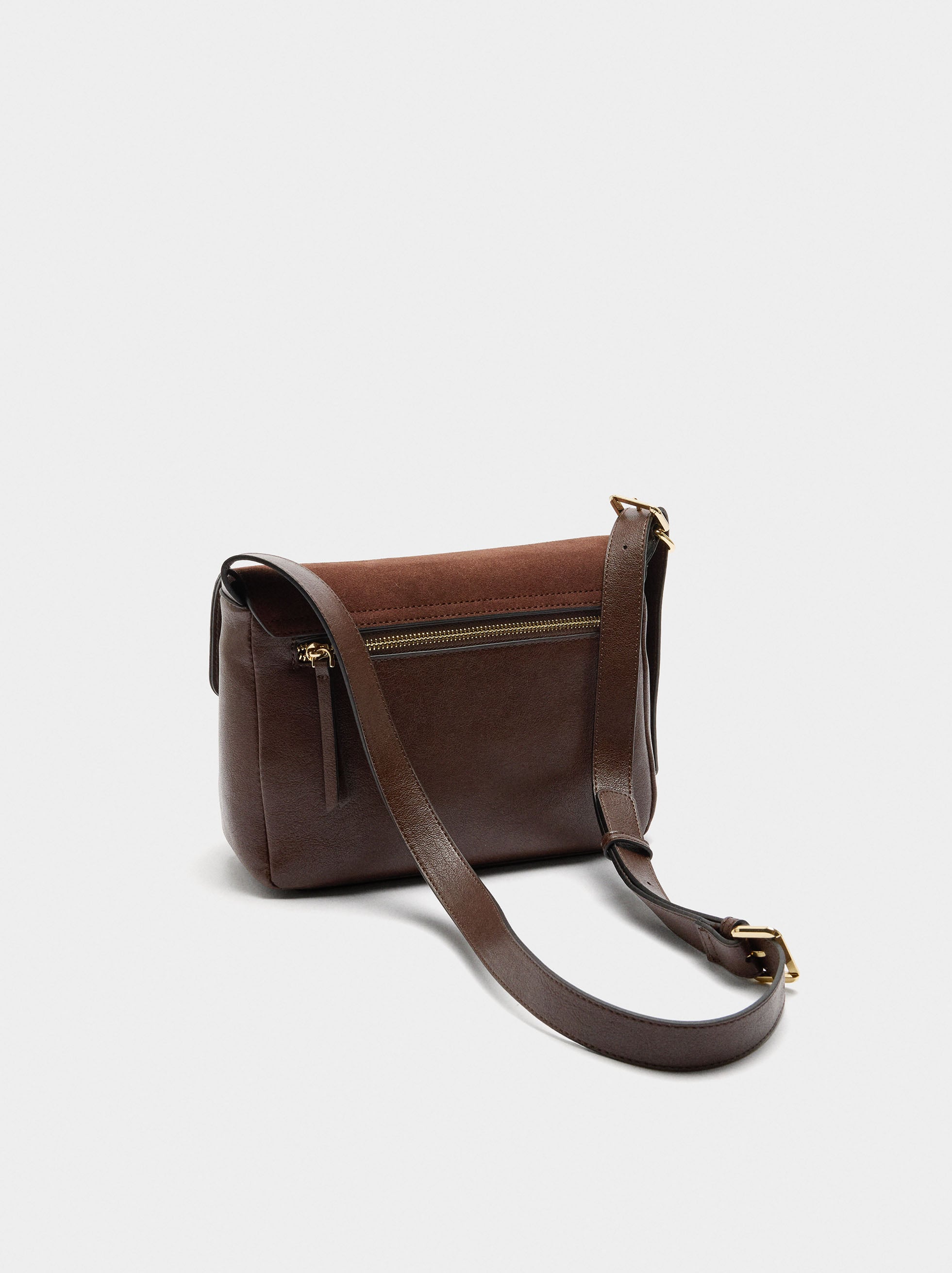 Bolso Bandolera Con Piel