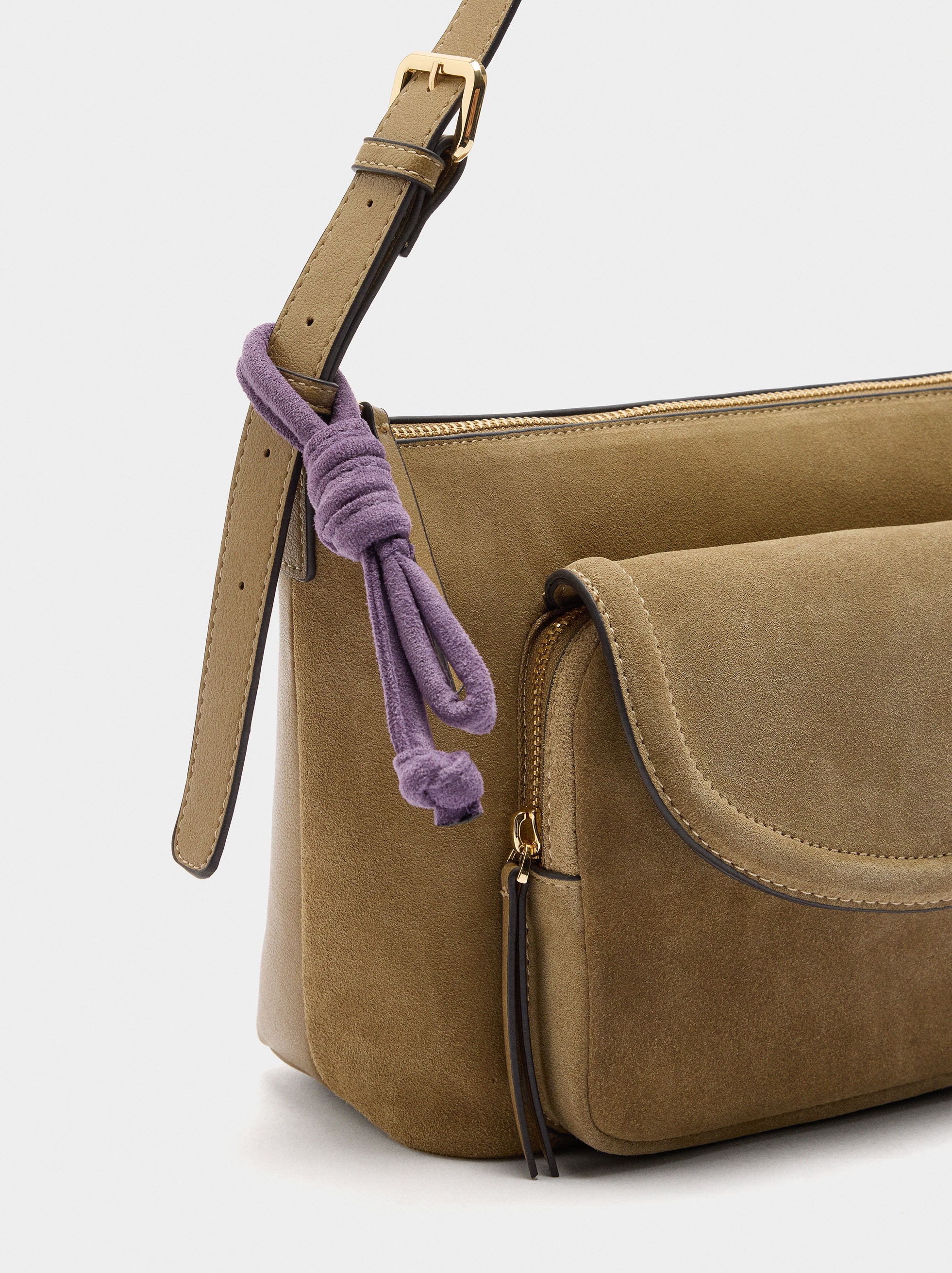 Bolso De Hombro Con Piel