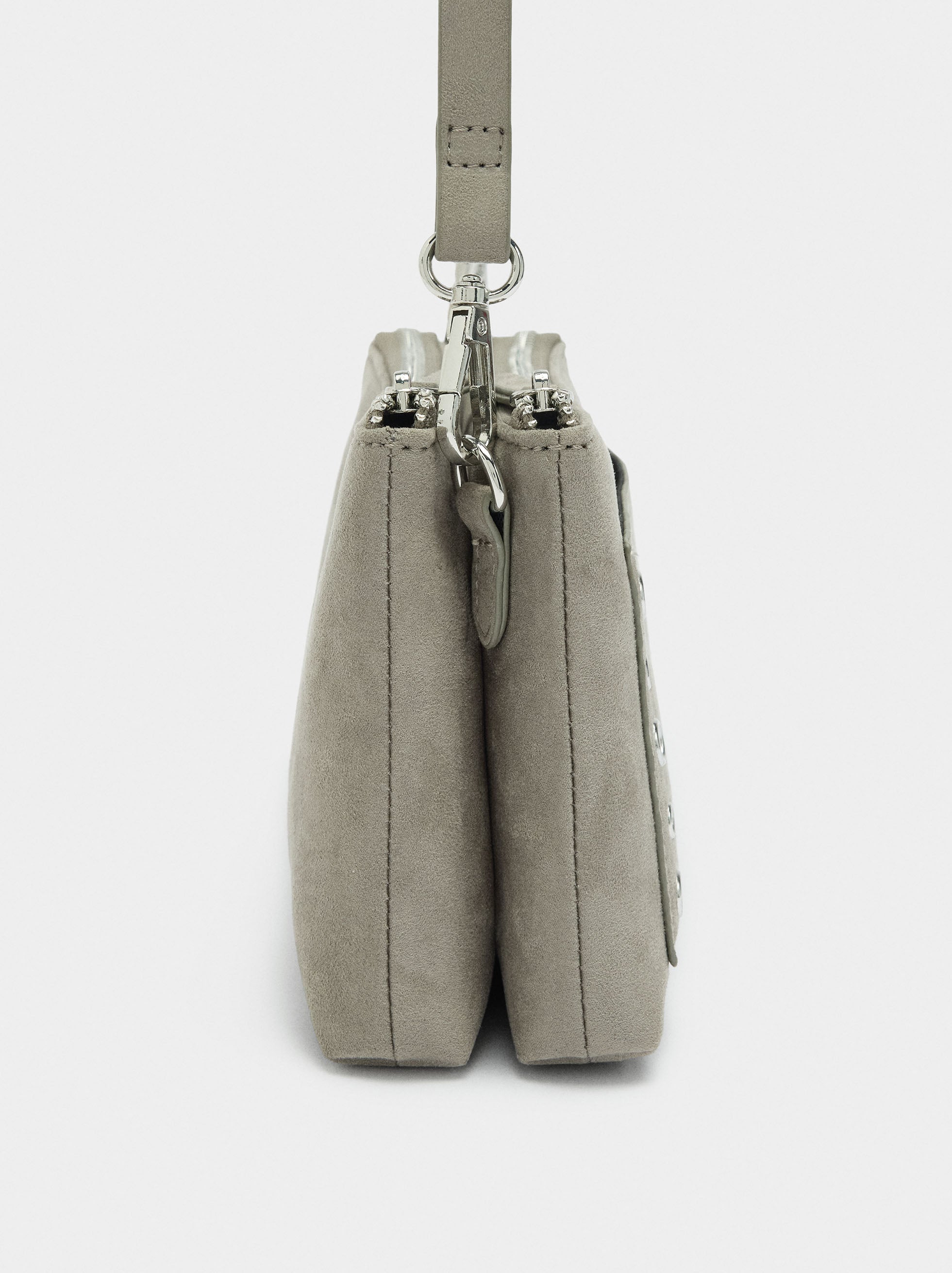 Bolso Bandolera Efecto Craquelado Con Tachuelas