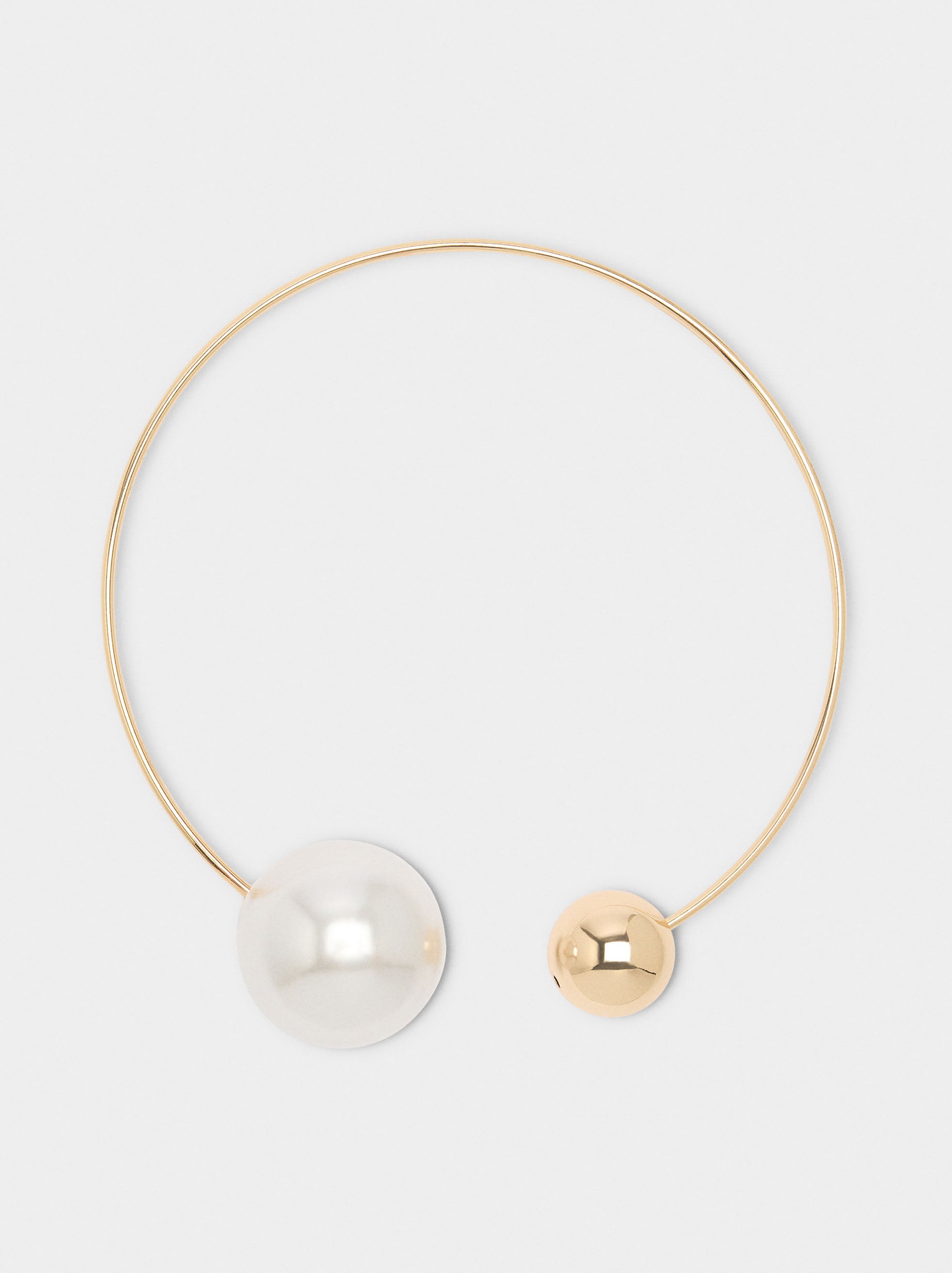 Collar Rígido Con Esfera Y Perla
