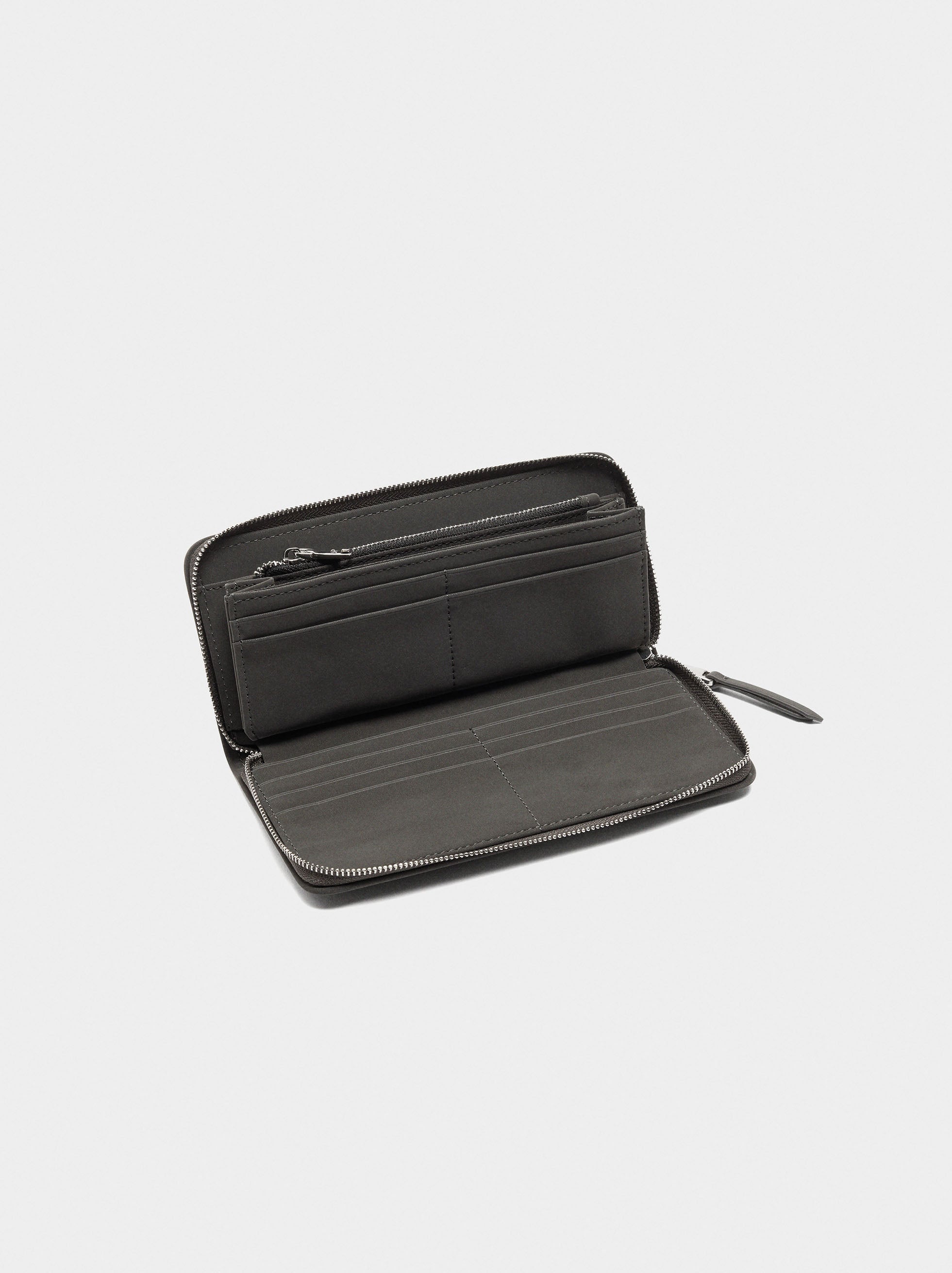 Cartera De Textura Suave Con Cierre De Cremallera L