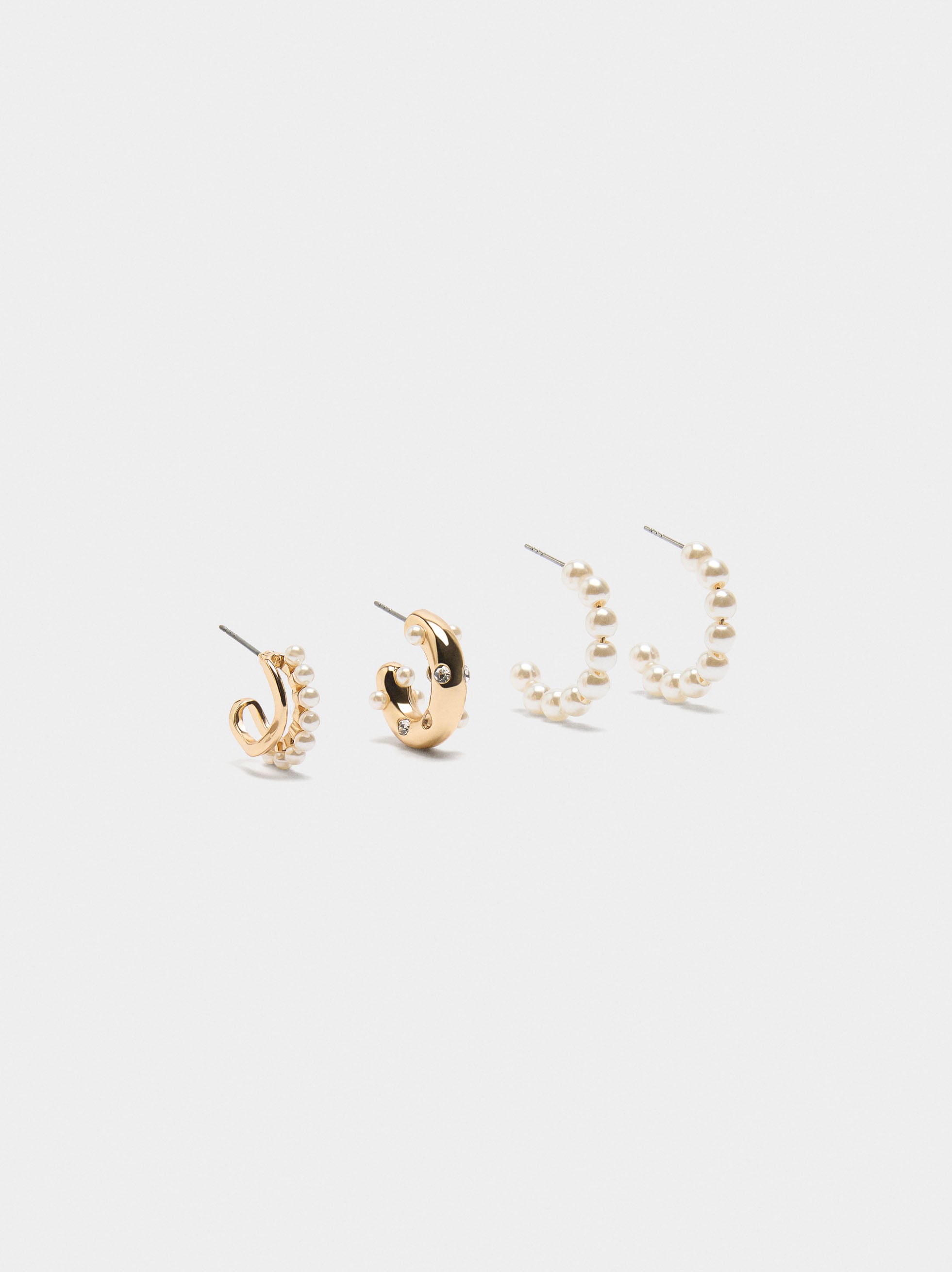 Set De Aros Abiertos Con Perlas